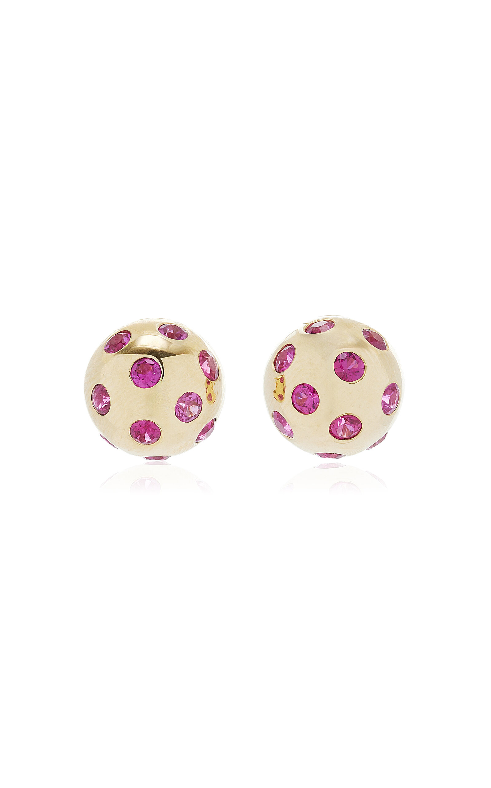 Shop Rachel Quinn 14k Yellow Gold Sapphire Earrings In Pink