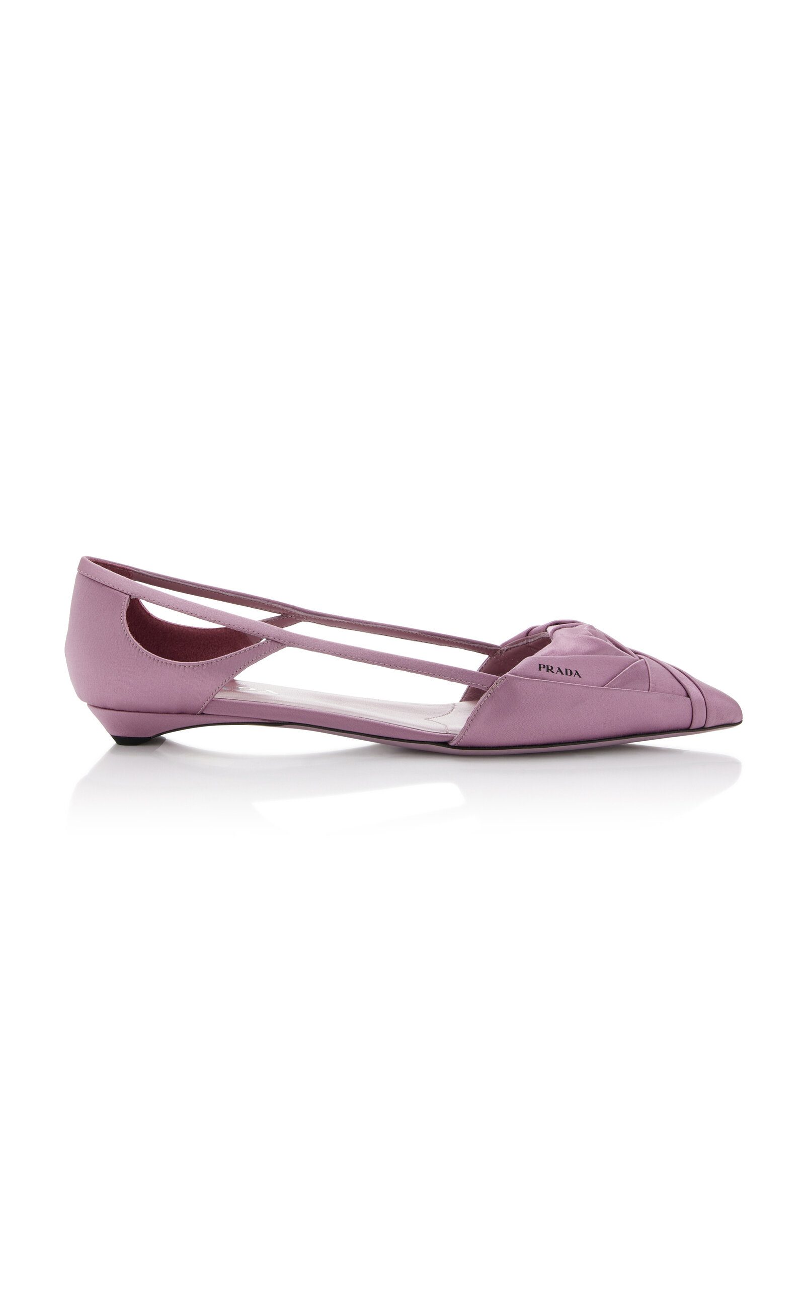 Prada Satin Ballerinas With Cut-out Design And Pointed Toe In Pink