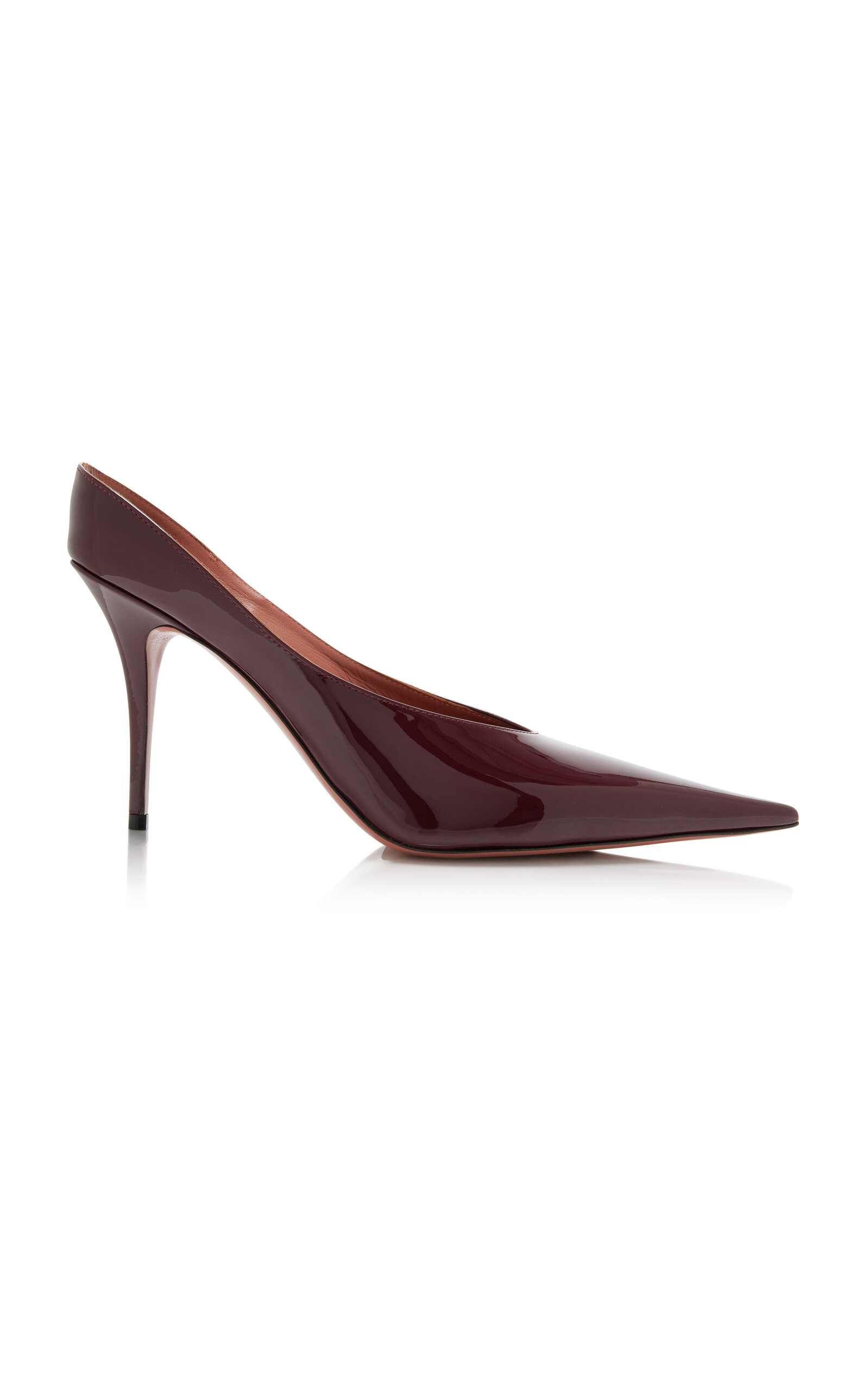 Shop Amina Muaddi Anok Patent Leather Mules In Burgundy
