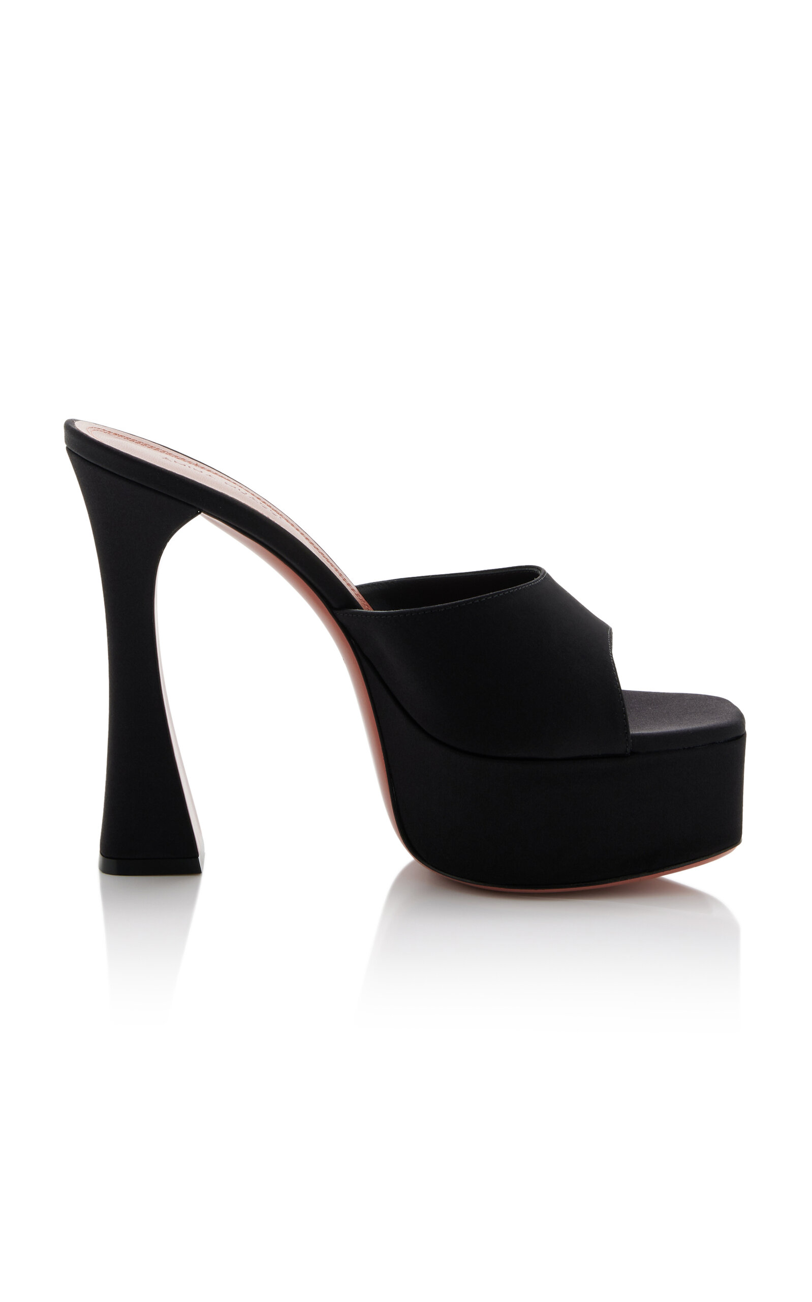 Amina Muaddi - Dalida Satin Platform Mules - Black - IT 40 - Moda Operandi