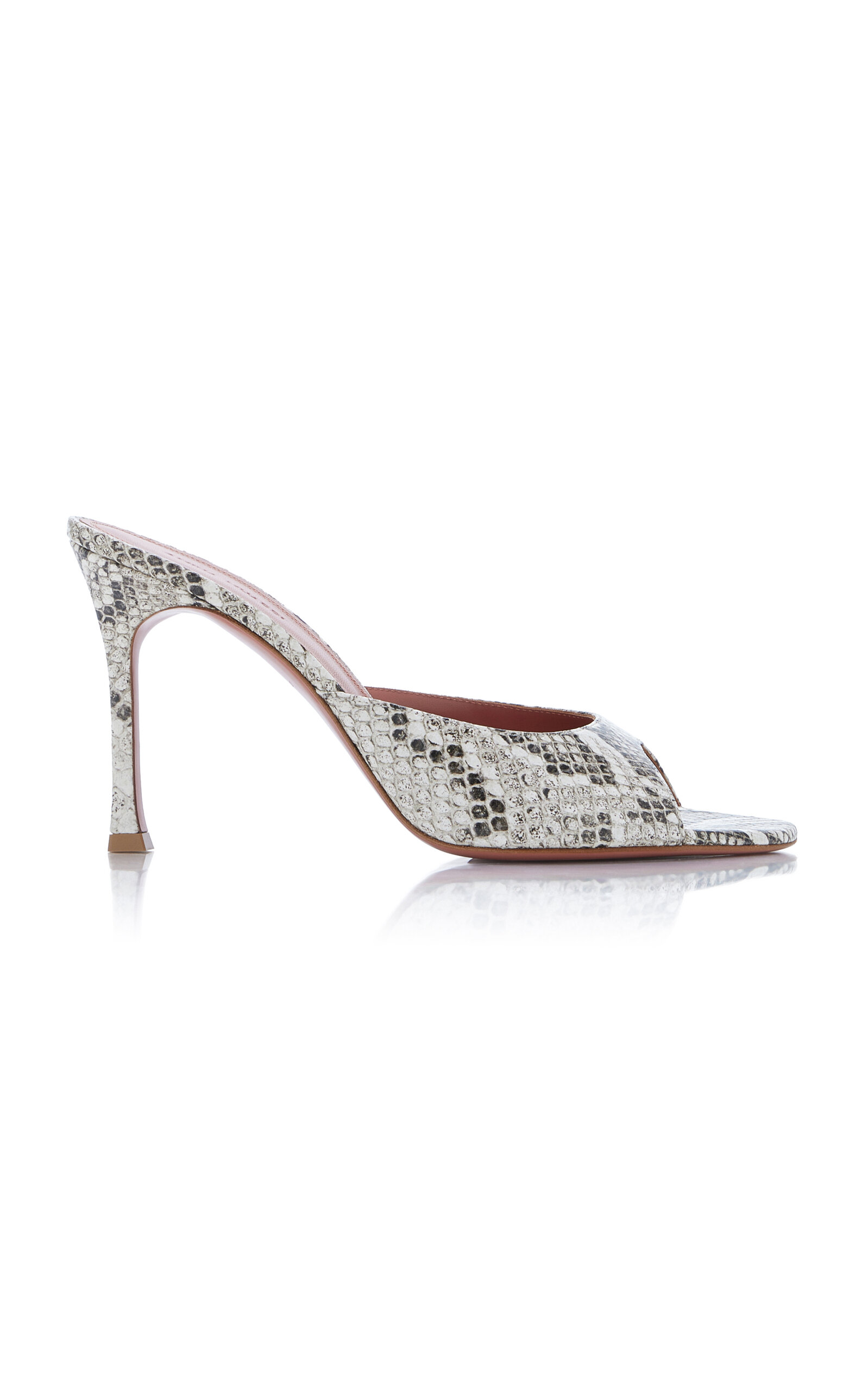 AMINA MUADDI ALEXA PYTHON-EFFECT LEATHER SANDALS