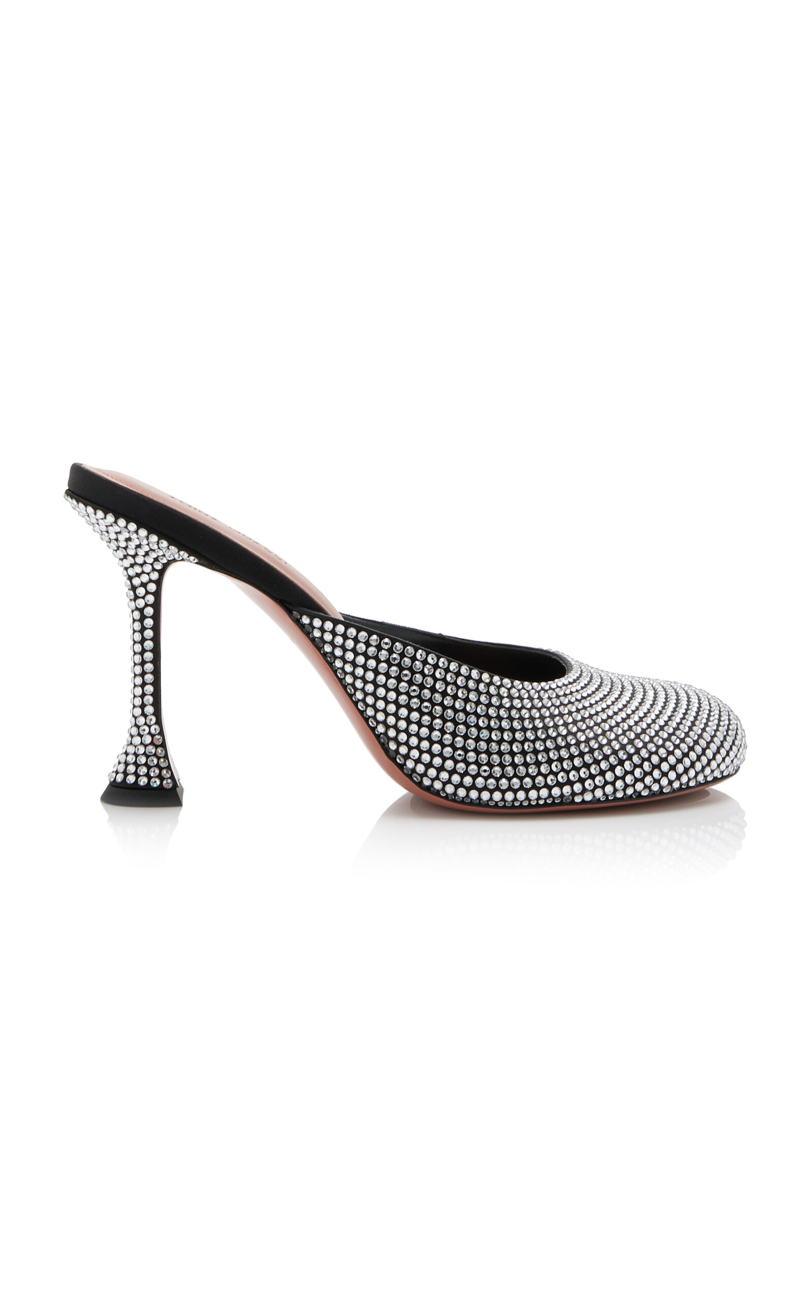 Amina Muaddi Embellished Satin Iris Mules In Black