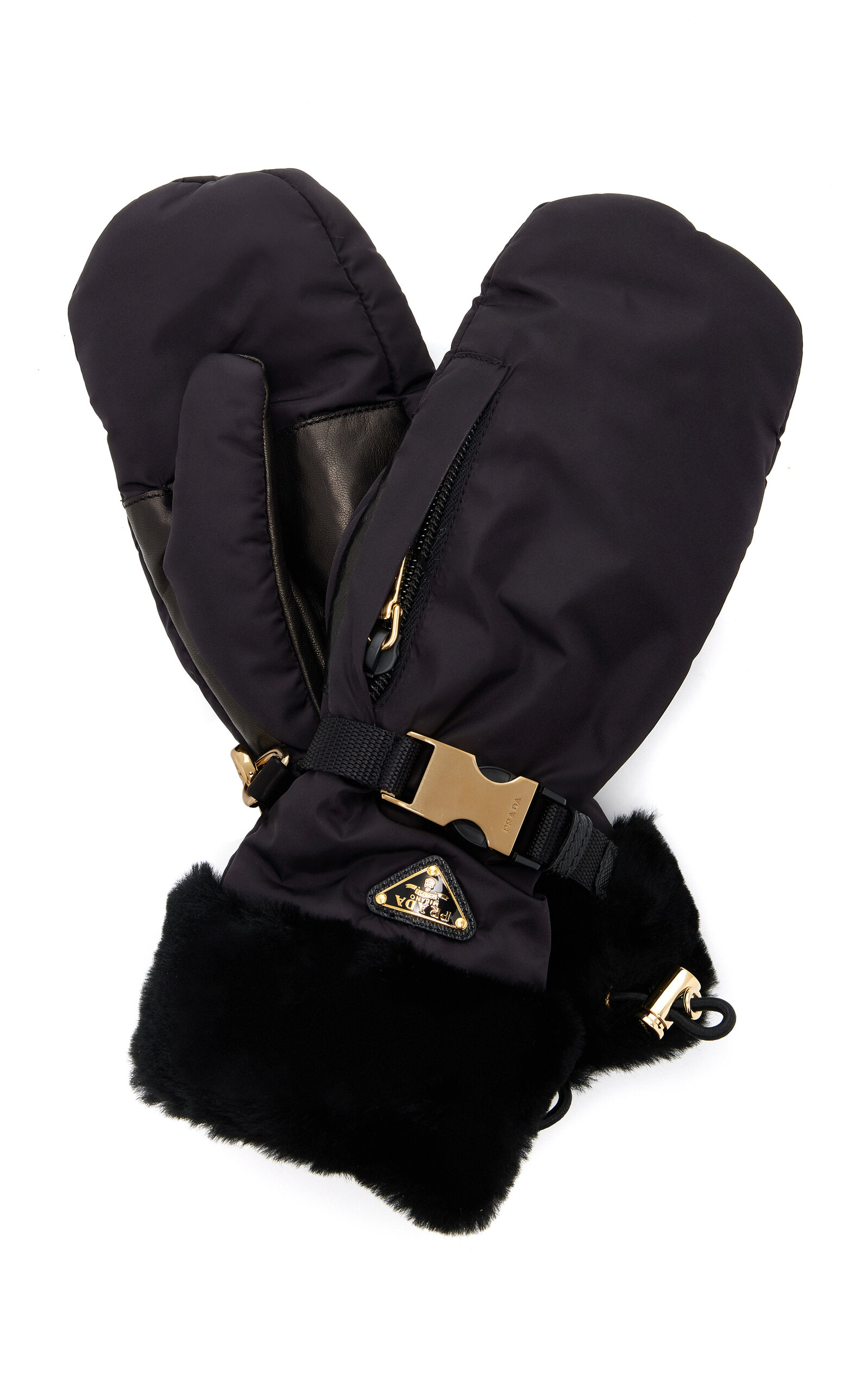 Prada Shearling-Lined Nylon Gloves