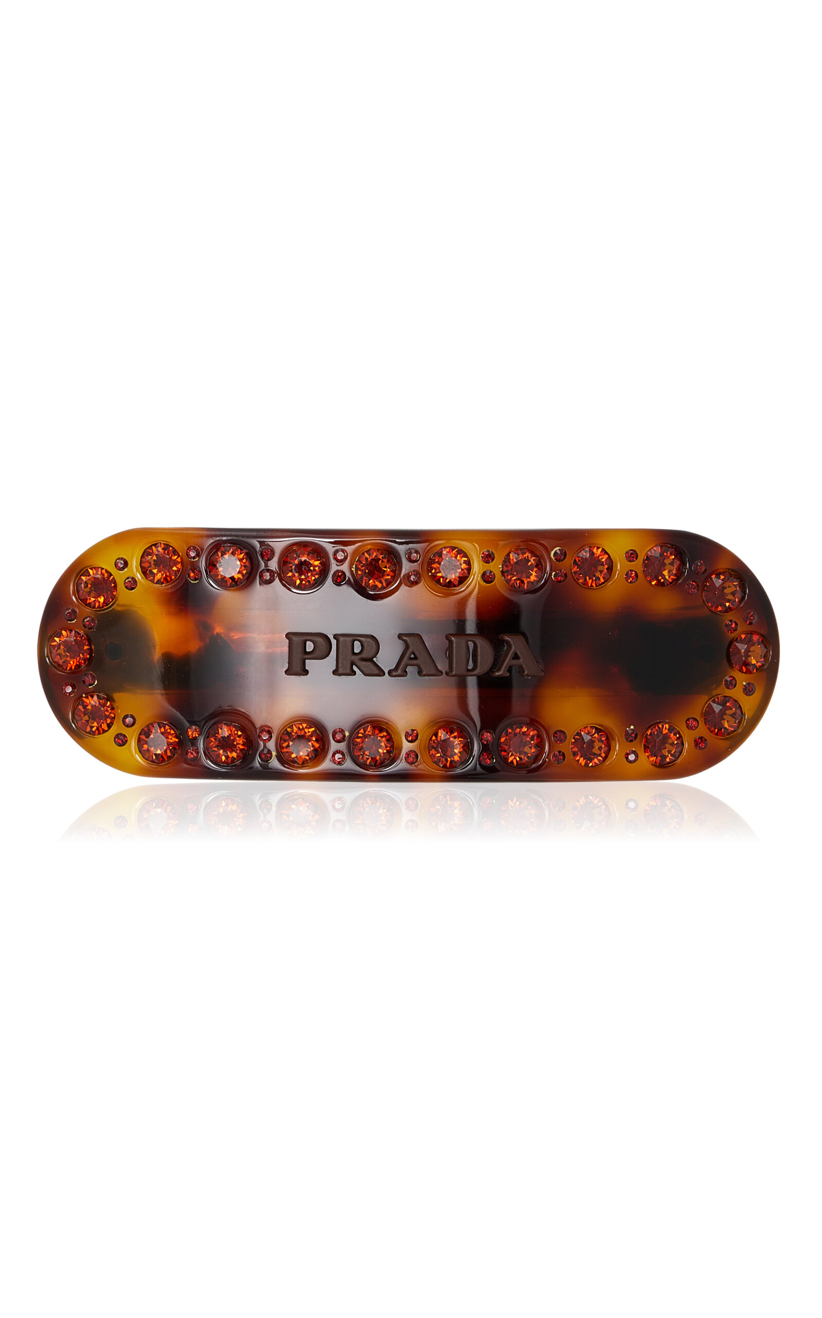 Prada Crystal Tortoiseshell Hair Clip In Brown