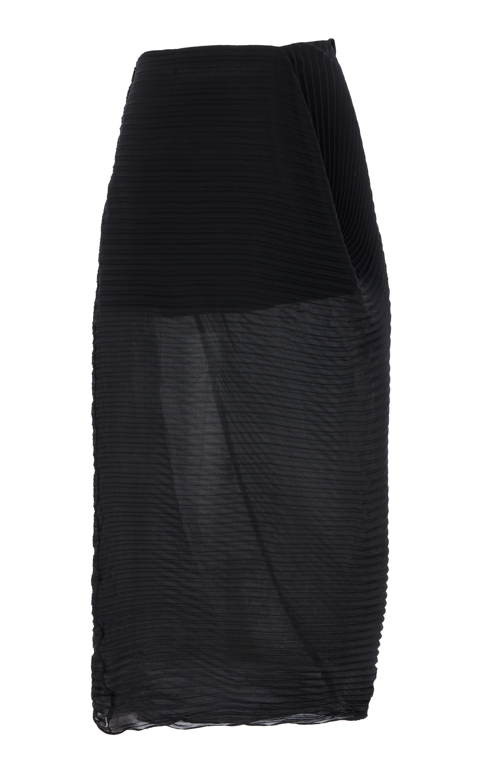 The Row Yuki Asymmetric Plissé Georgette Midi Skirt - Black - Women's Clothing