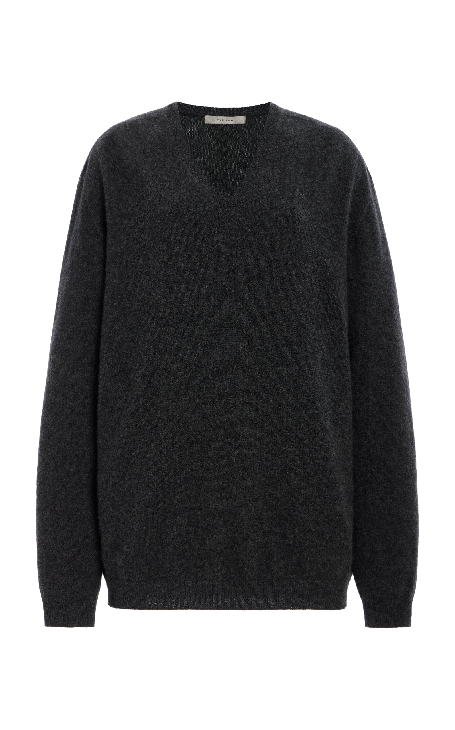 The Row Isadora V-neck Cashmere Sweater With Ribbed Cuffs In Black