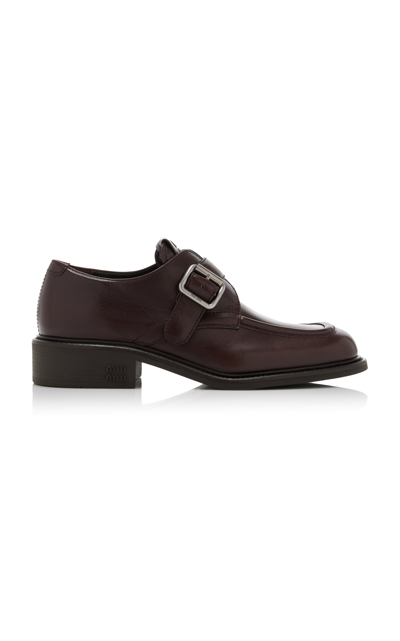 Miu Miu Leather Brogue Shoes In Brown