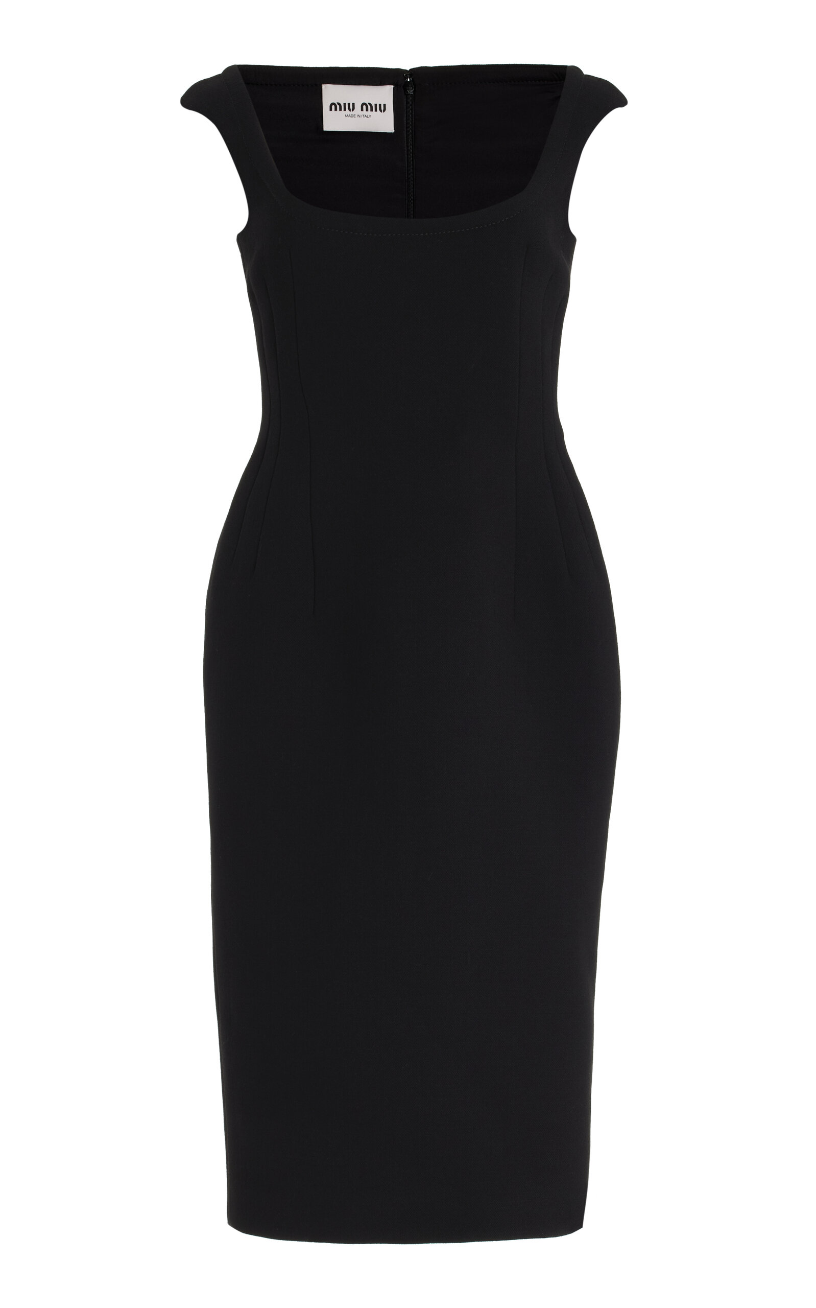 MIU MIU SCULPTED CASHMERE MIDI DRESS