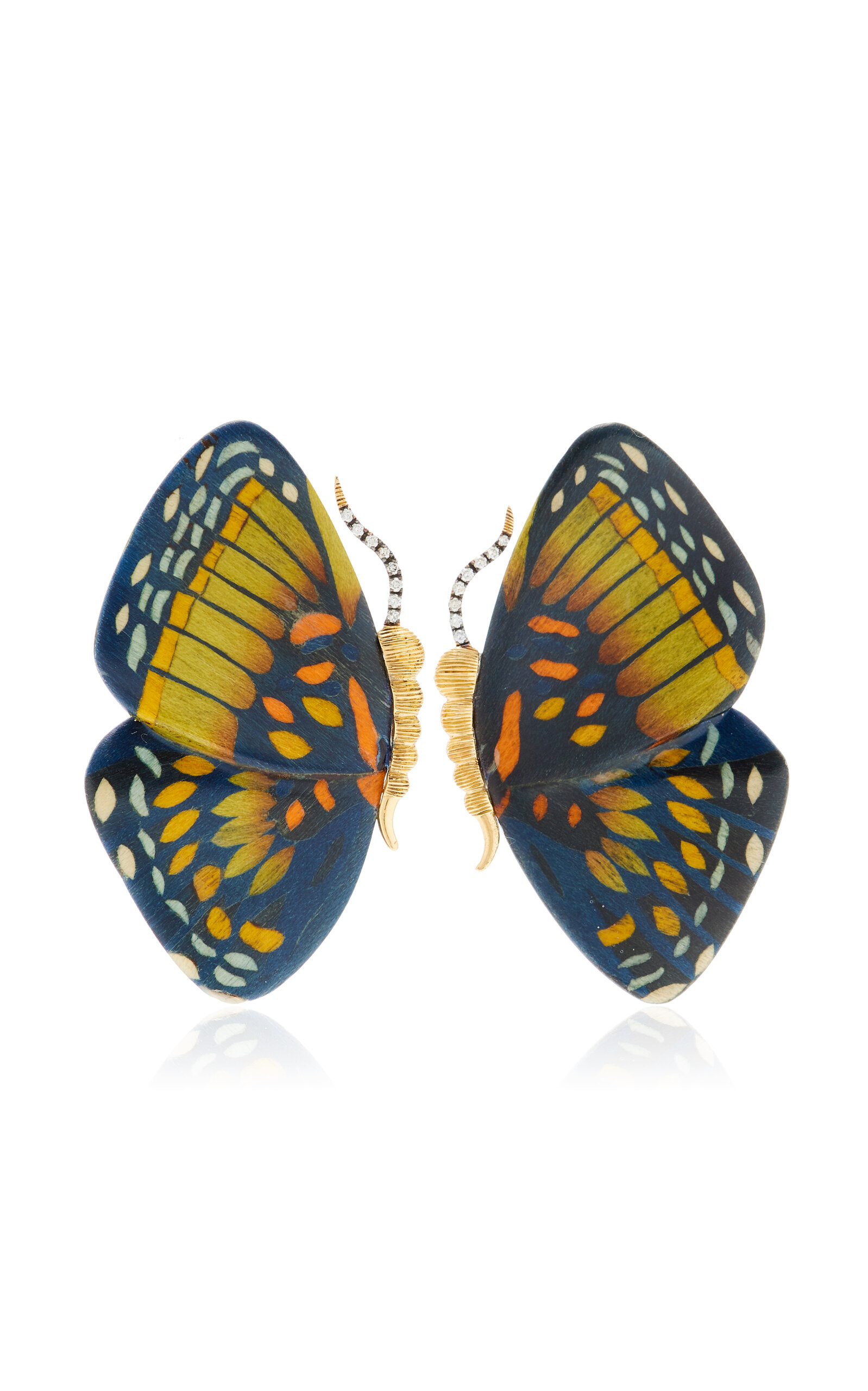 Silvia Furmanovich Marquetry Wood Butterfly Earrings