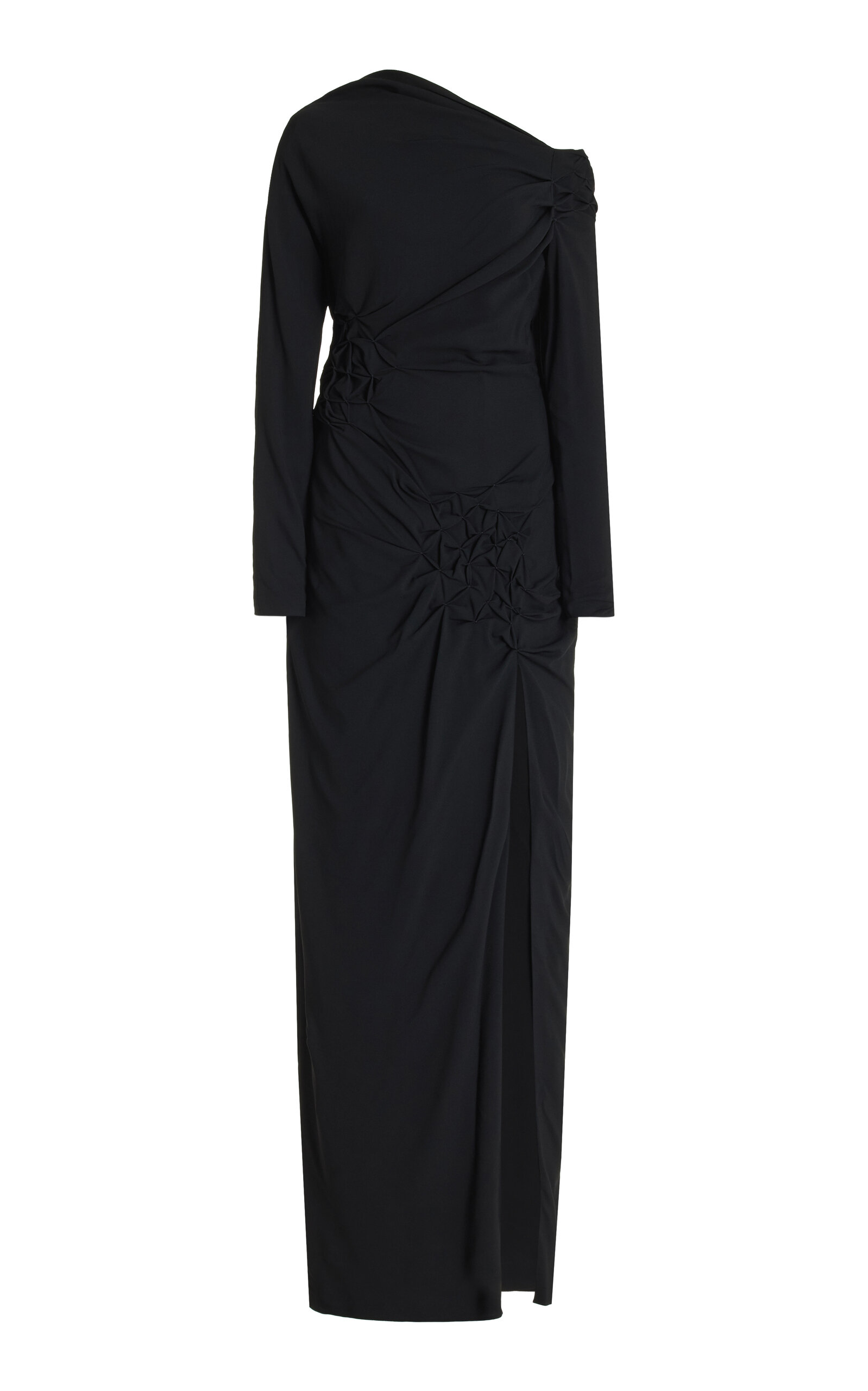 Versace Draped Stretch-Knit Maxi Dress - Black