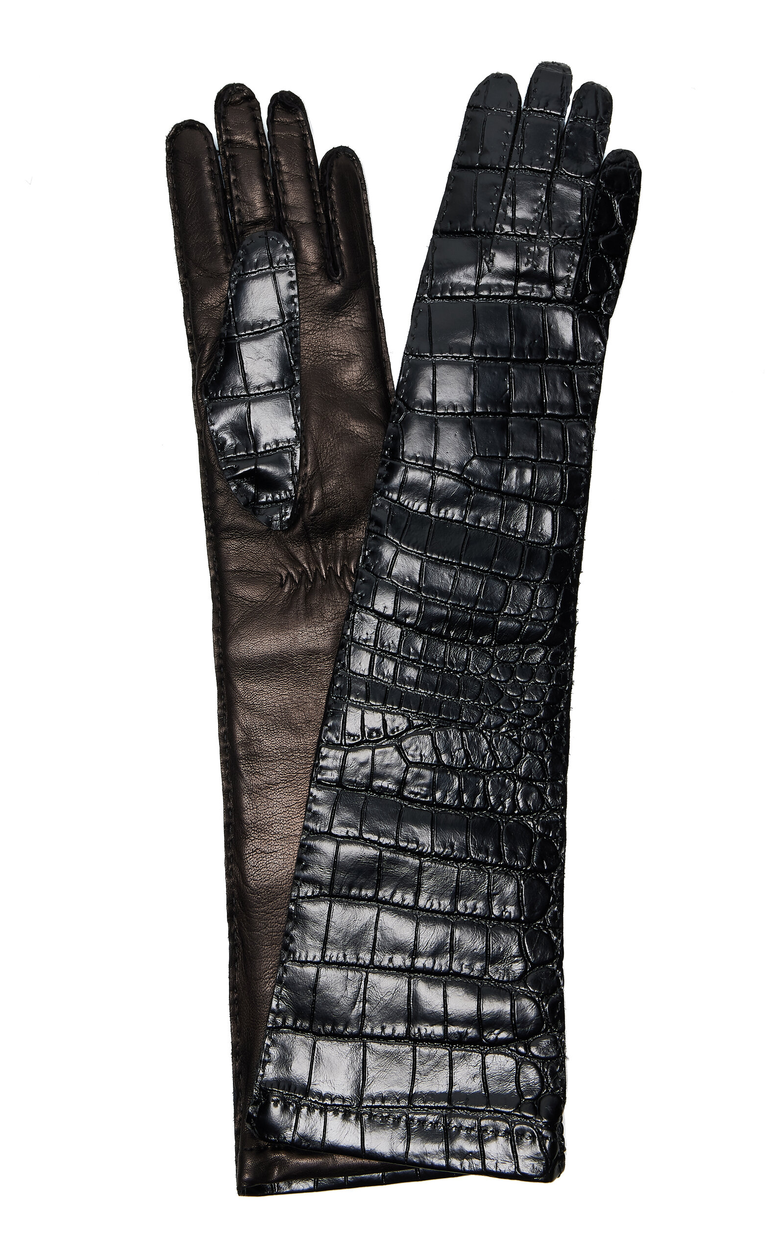 Miu Miu Croc-Embossed Leather Gloves