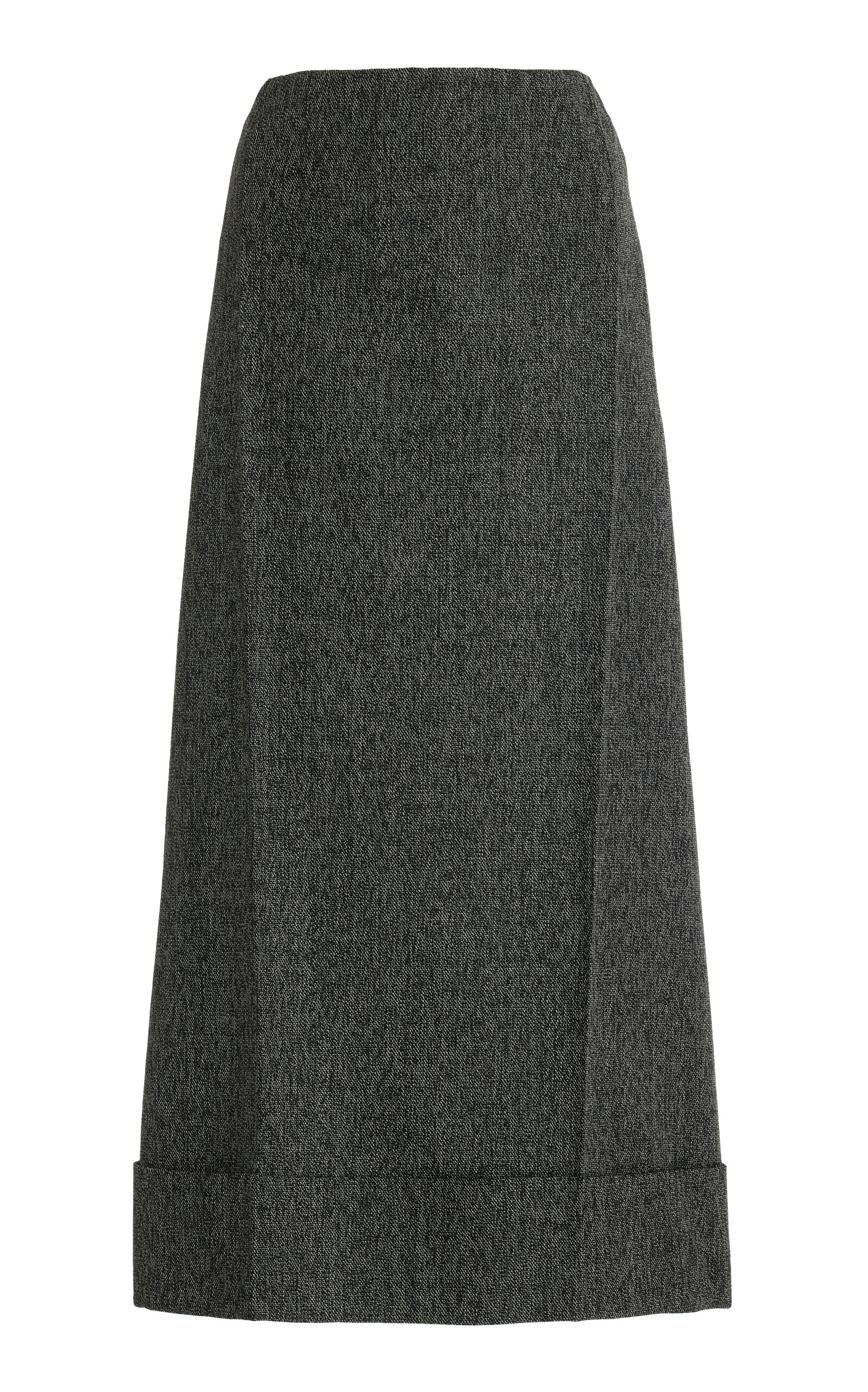 Shop Prada Wool Mouliné Midi Skirt In Black
