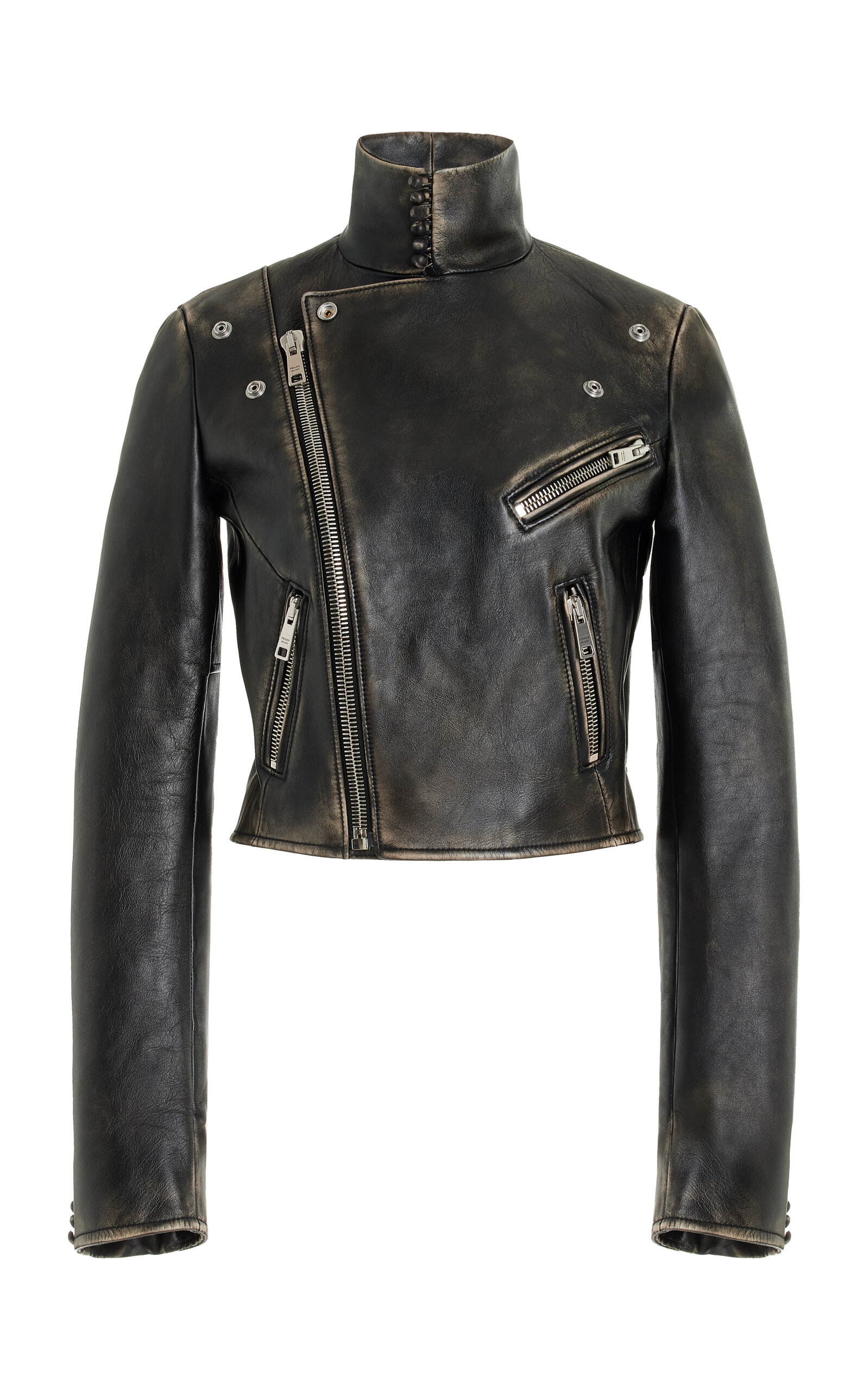 Prada Women Leather Jacket In Black