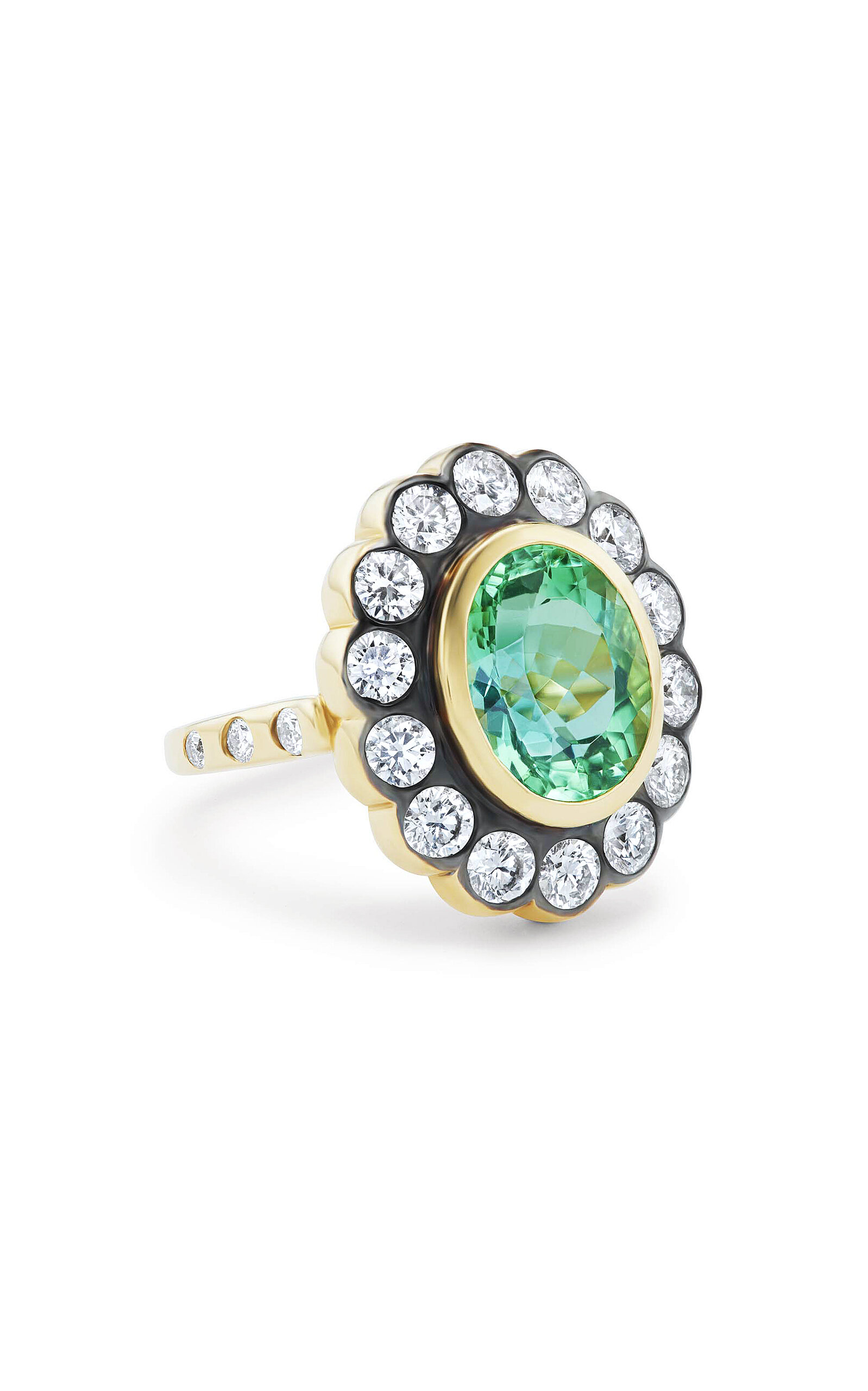 Marlo Laz The Aurora 14k Yellow Gold Tourmaline Ring In Green