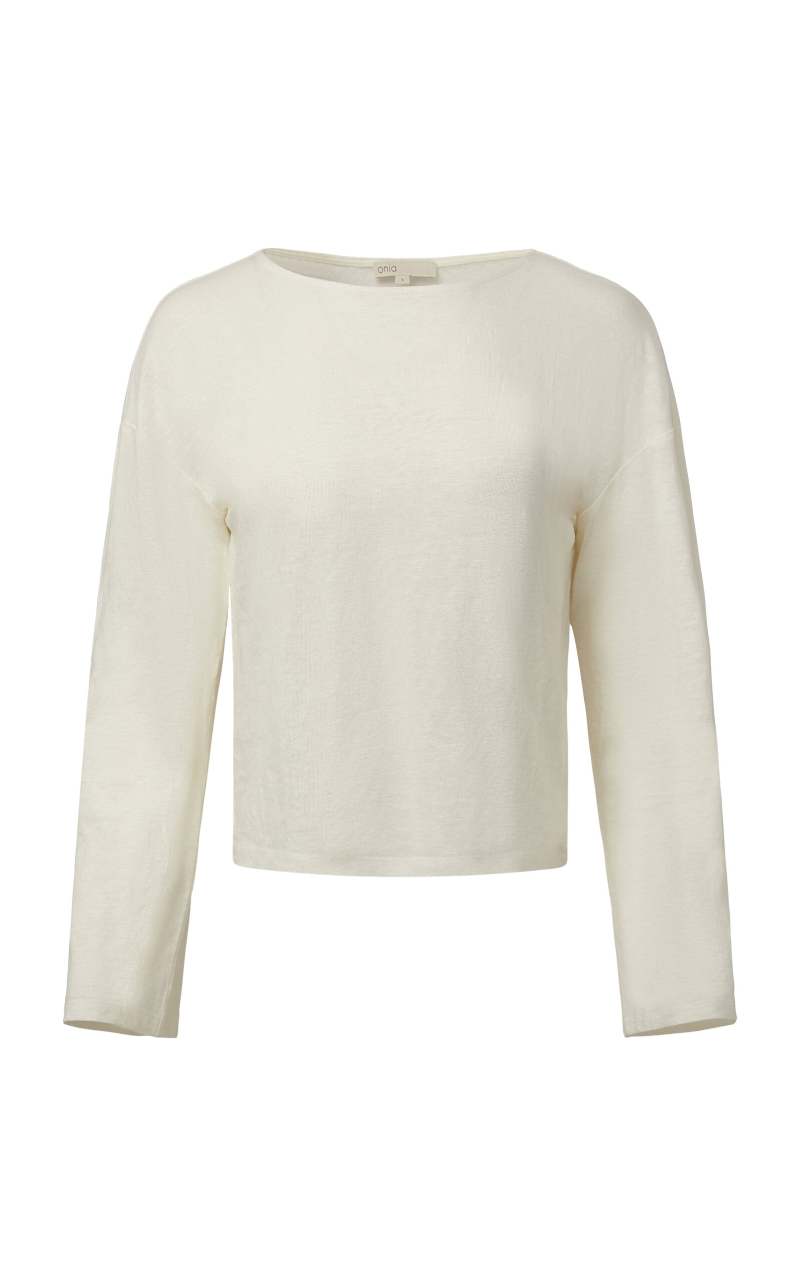 Shop Onia Linen Jersey Boatneck Top In White