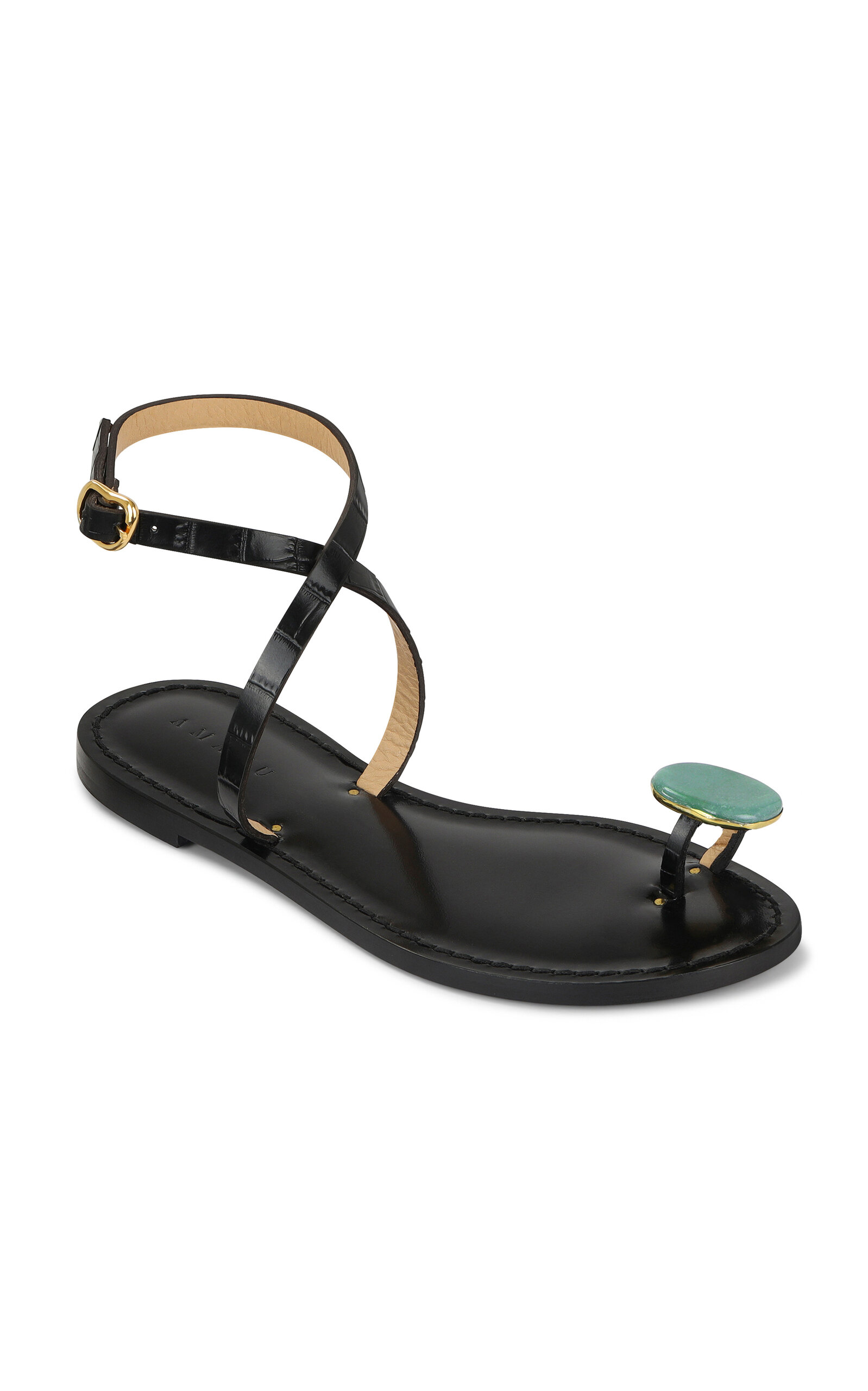 Shop Amanu The Kigali Leather Sandals In Black