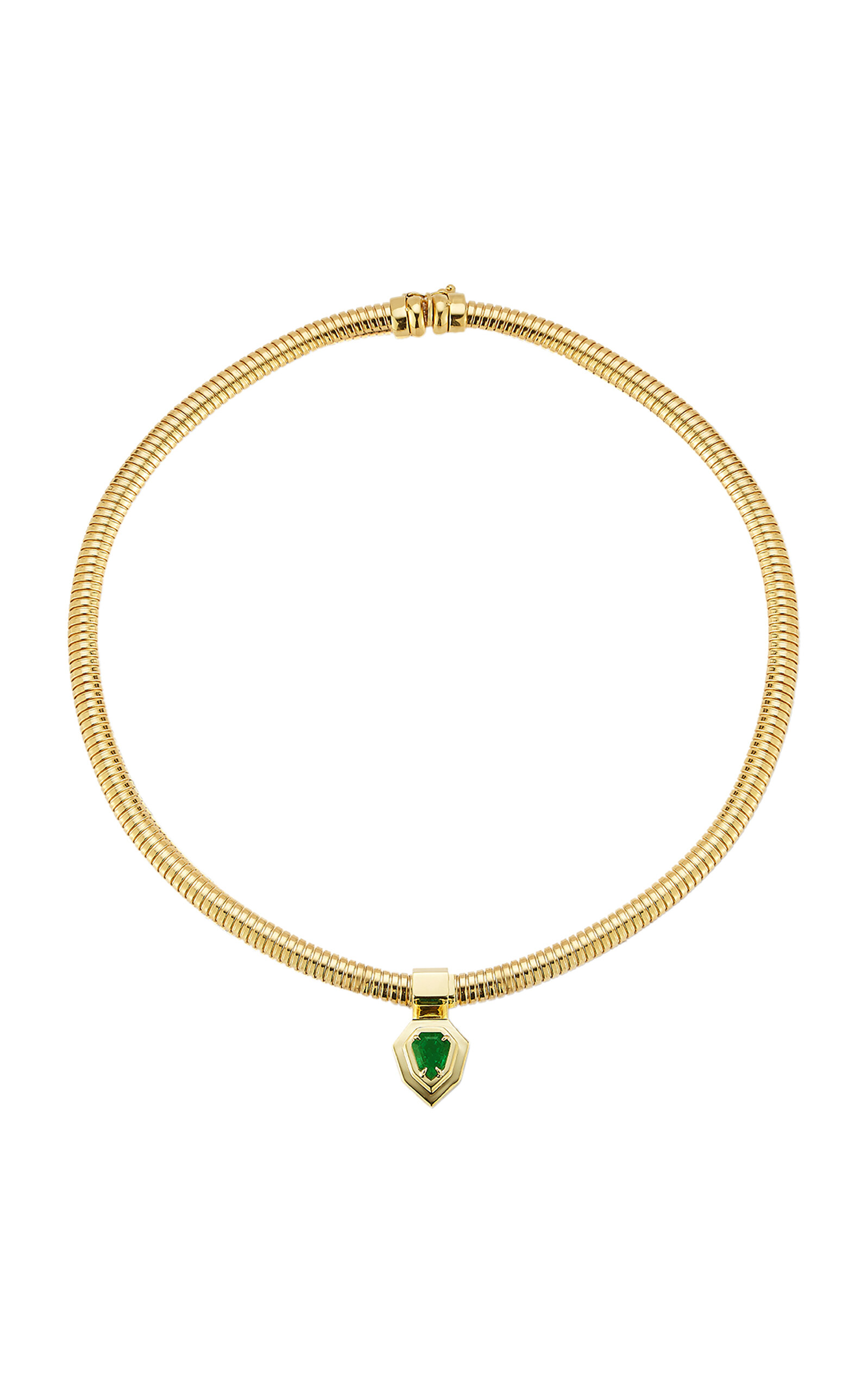 18k Yellow Gold Escalator Emerald Talisman Choker Necklace