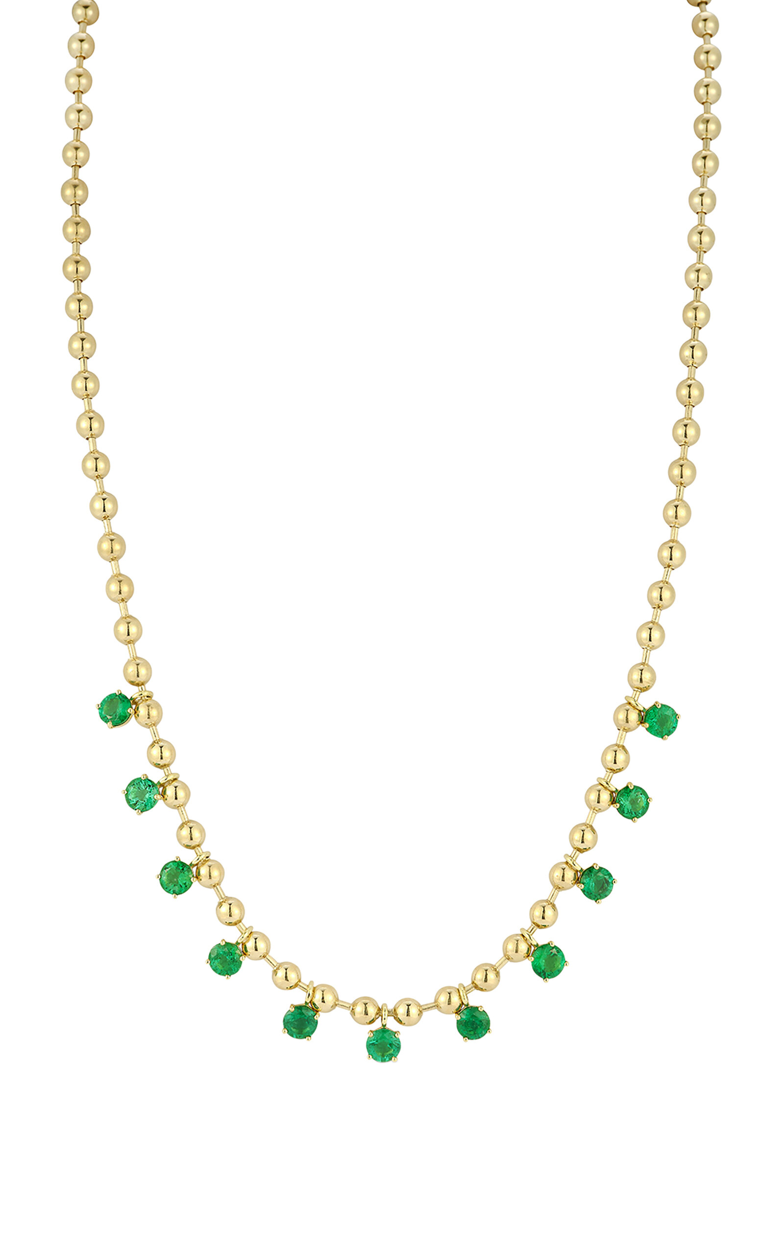18k Yellow Gold Connexion Emerald Fringe Necklace