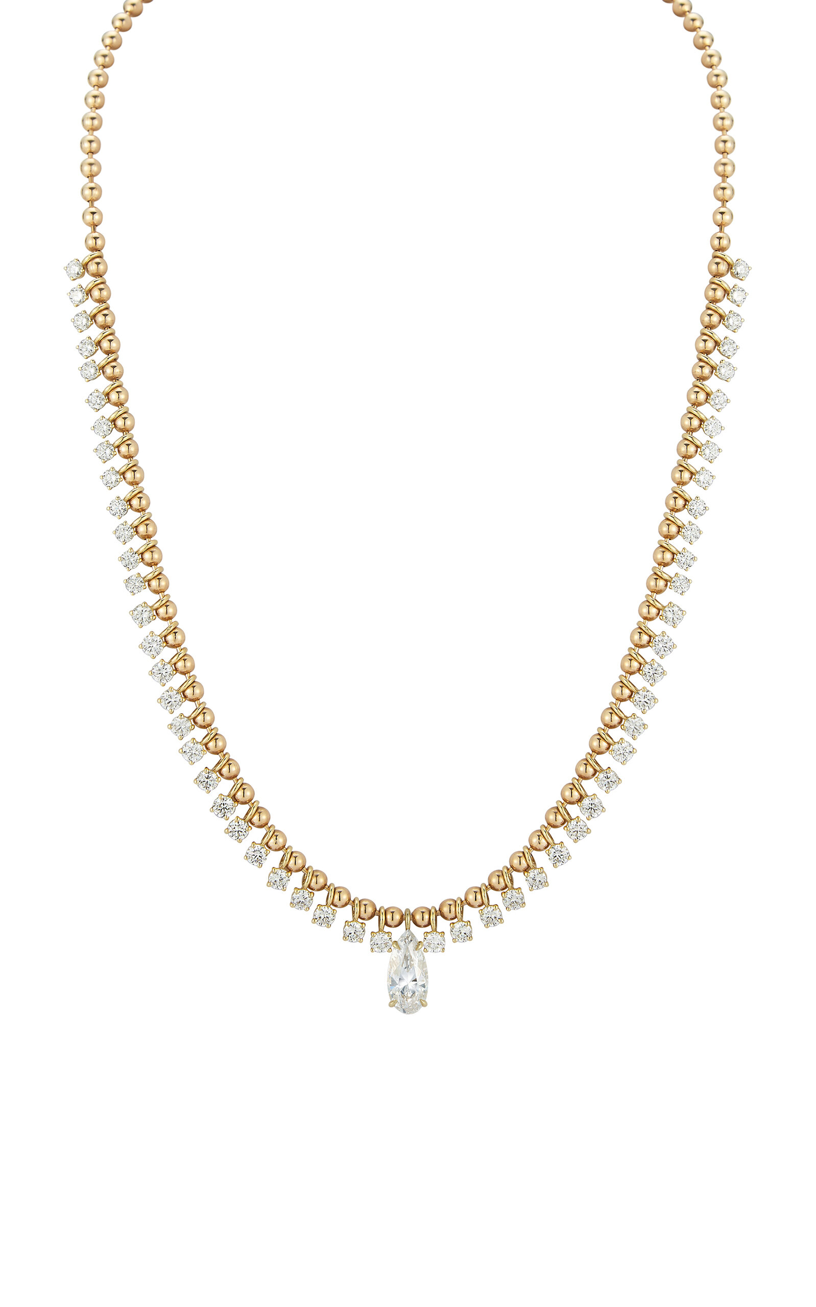 18k Yellow Gold Connexion Diamond Pear Fringe Necklace