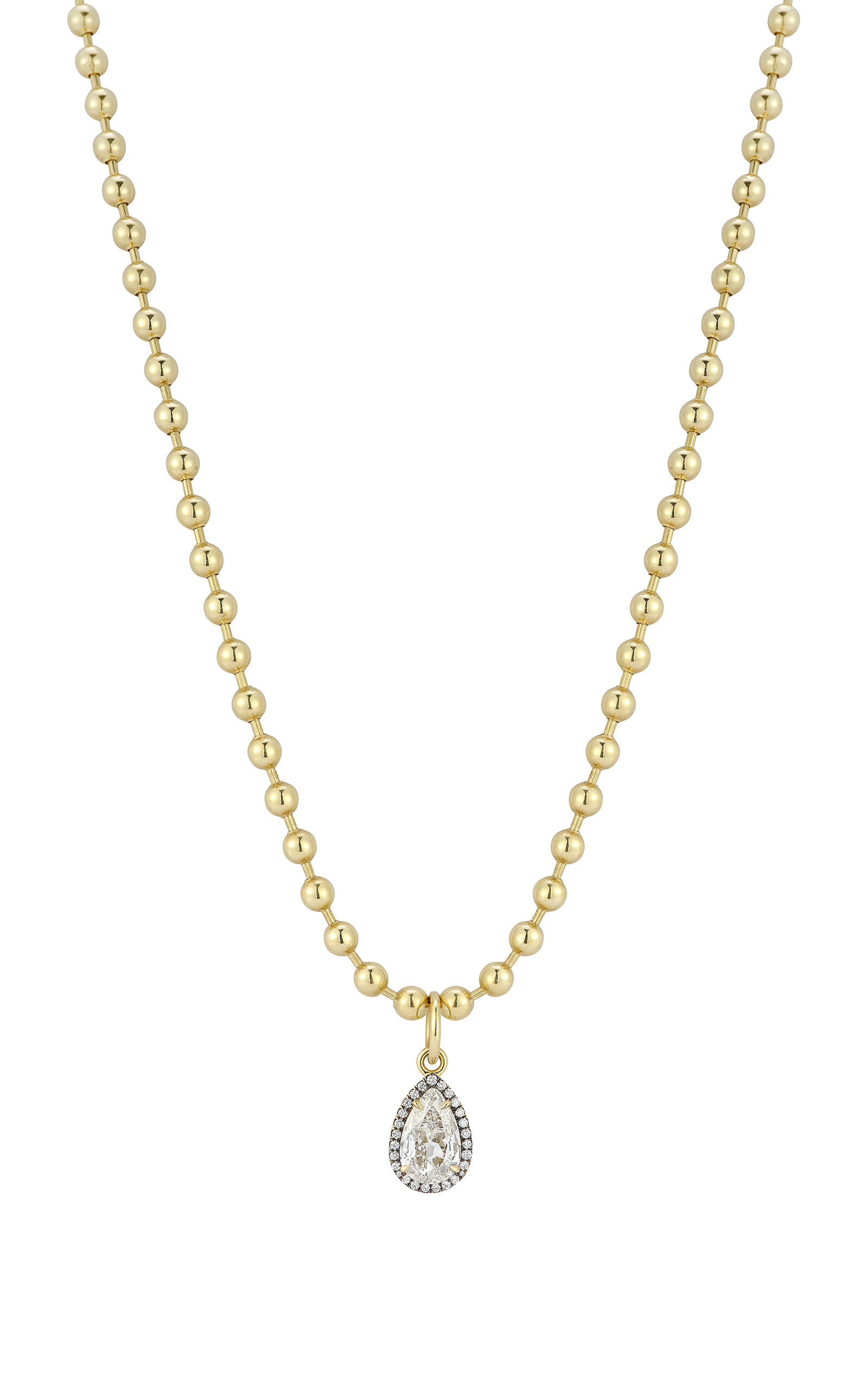 18k Yellow Gold Connexion Diamond Pear Necklace