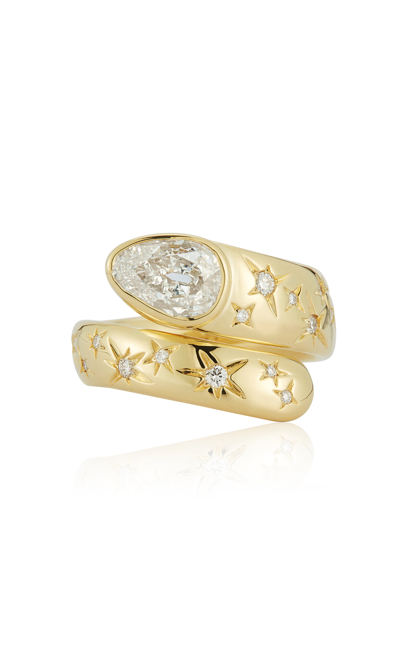18k Yellow Gold Anniversary Diamond Pear Wrap Ring