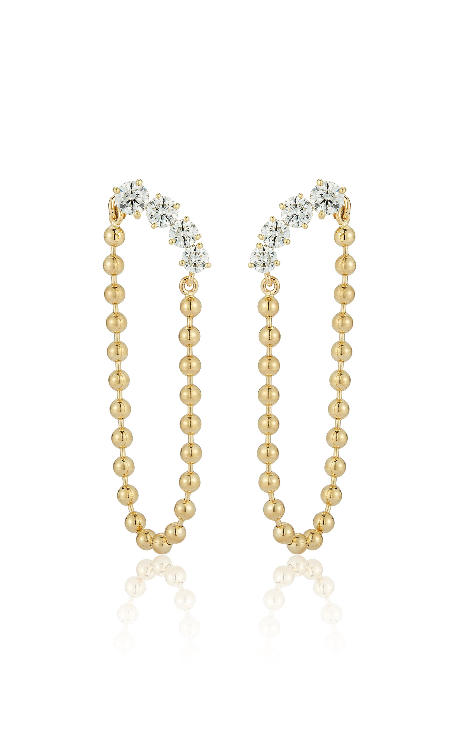 18k Yellow Gold Connexion Diamond and Chain Loop Earrings
