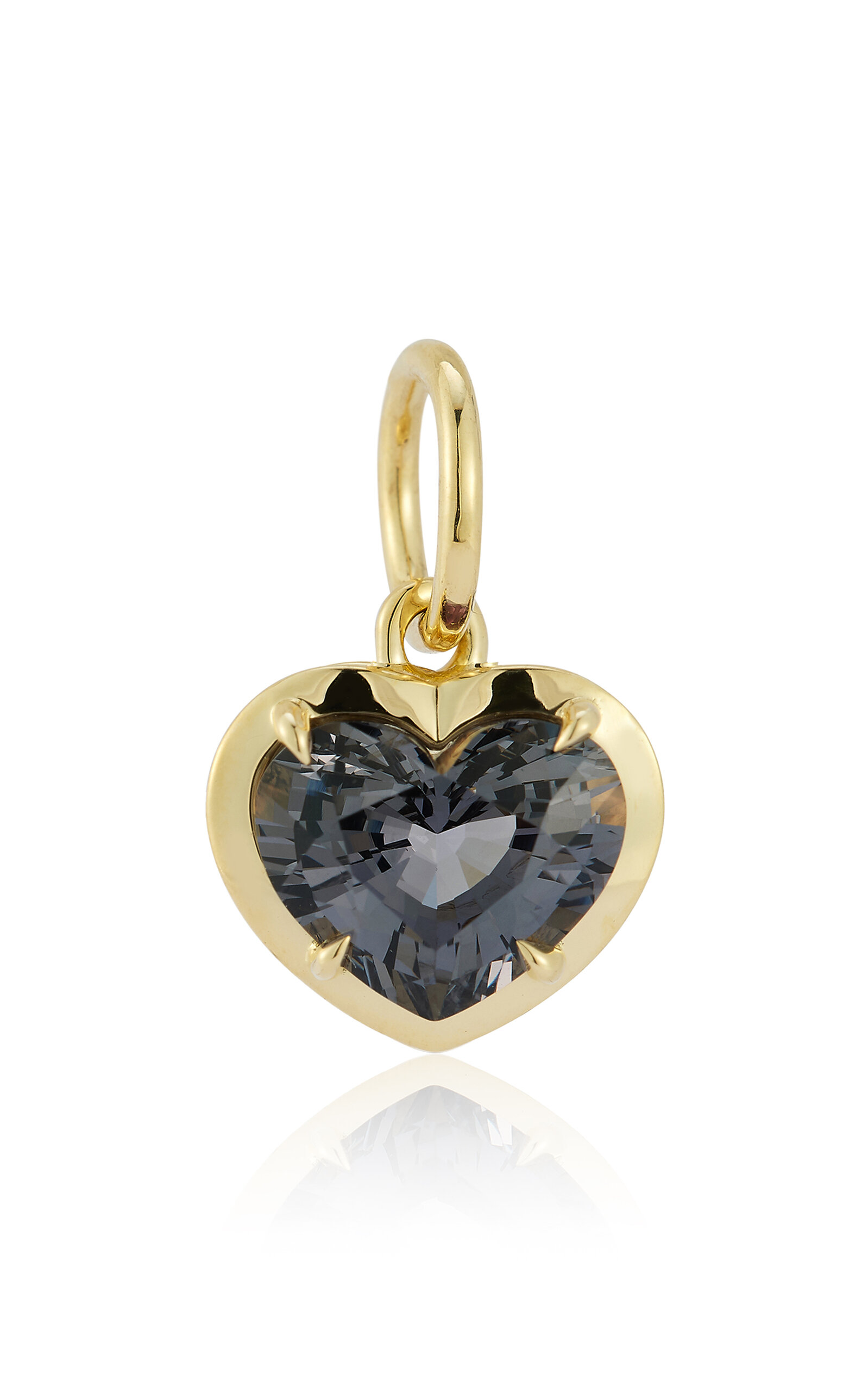 18k Yellow Gold Love Notes Grey Spinel Heart Charm