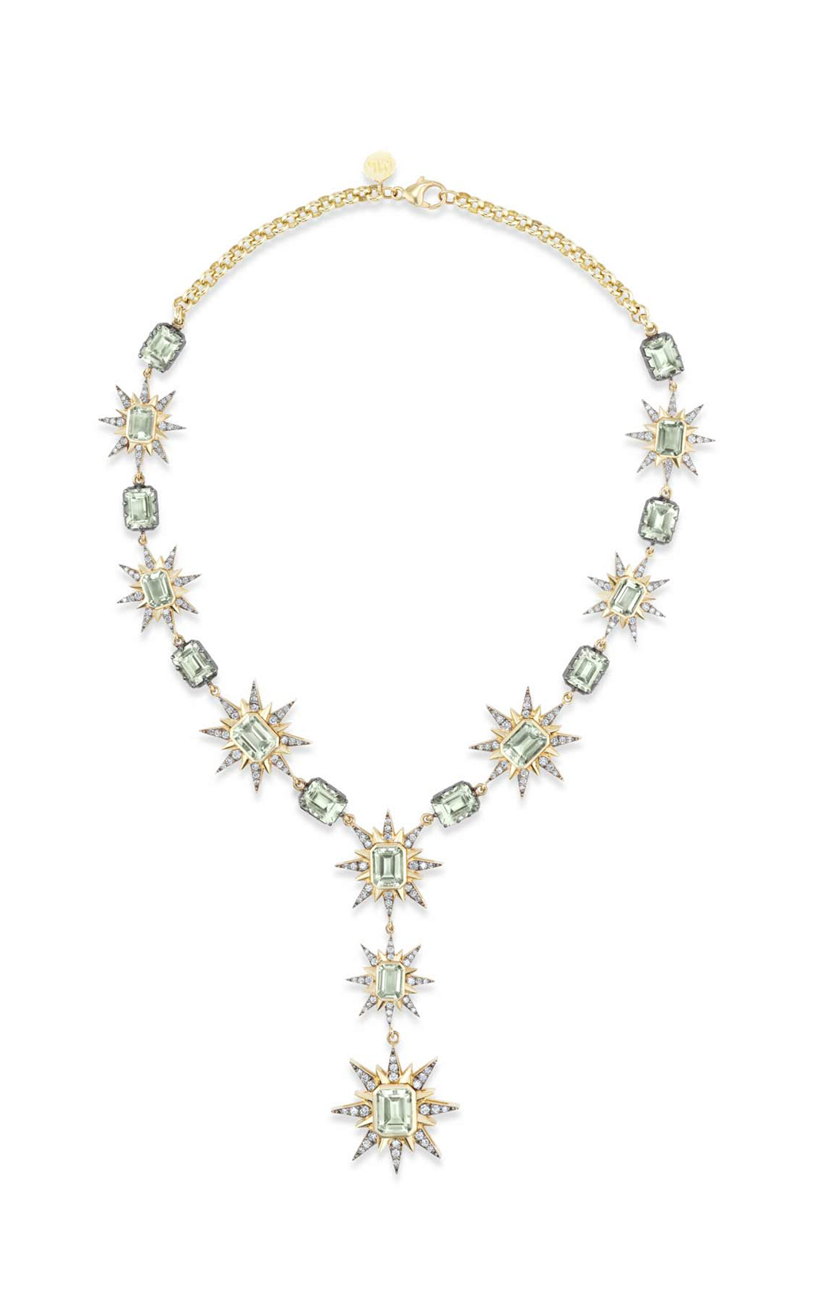 Marlo Laz The Estee 14K Yellow Gold Diamond; Amethyst Necklace - Green - OS - Moda Operandi
