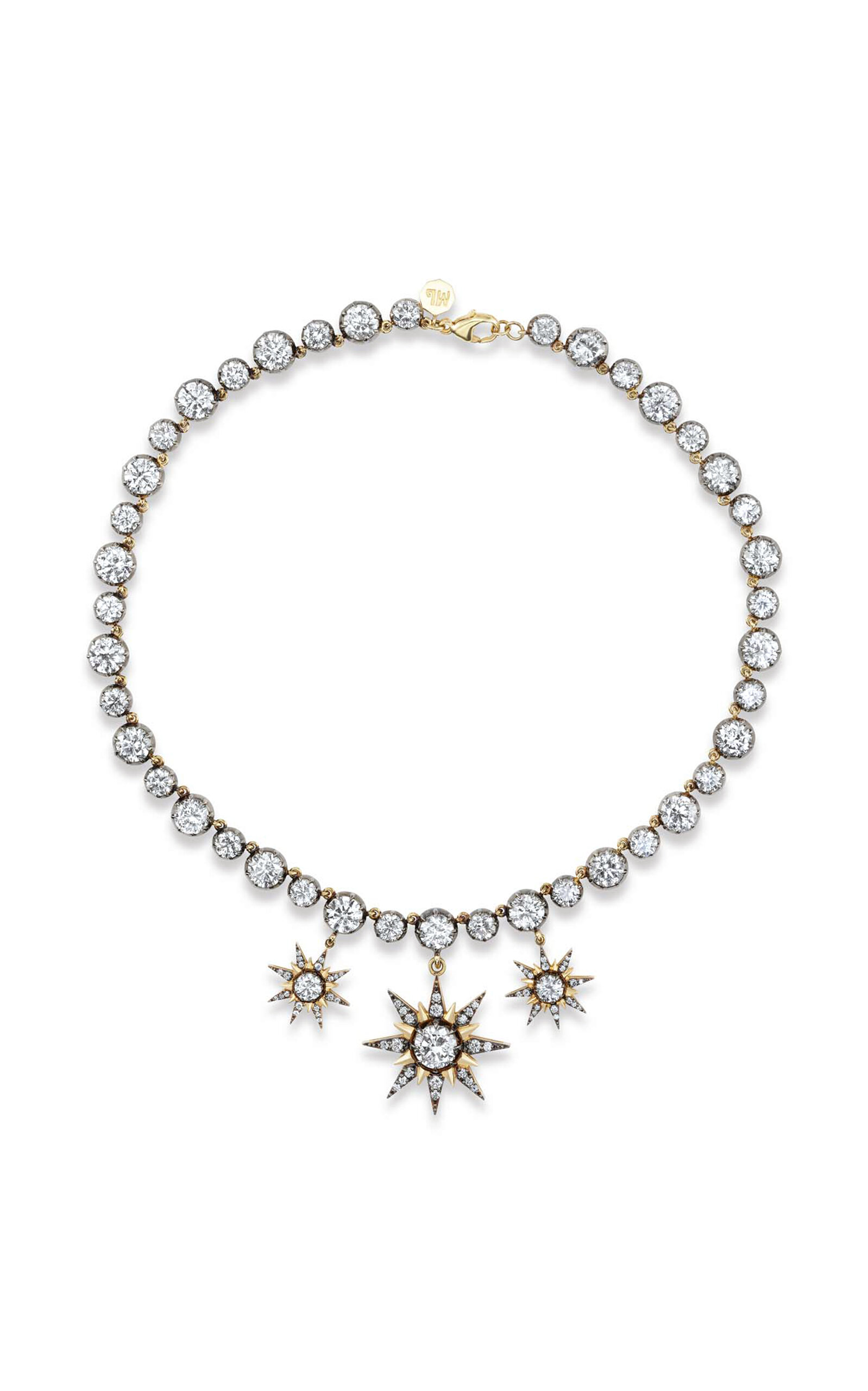 Marlo Laz The Stella 14K Yellow Gold Diamond Necklace - White - OS - Moda Operandi