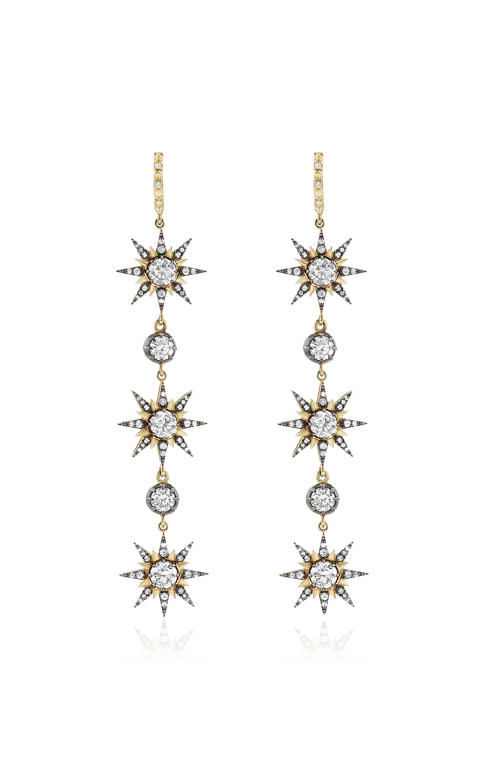 Marlo Laz The Stella 14K Yellow Gold Diamond Earrings - White - OS - Moda Operandi