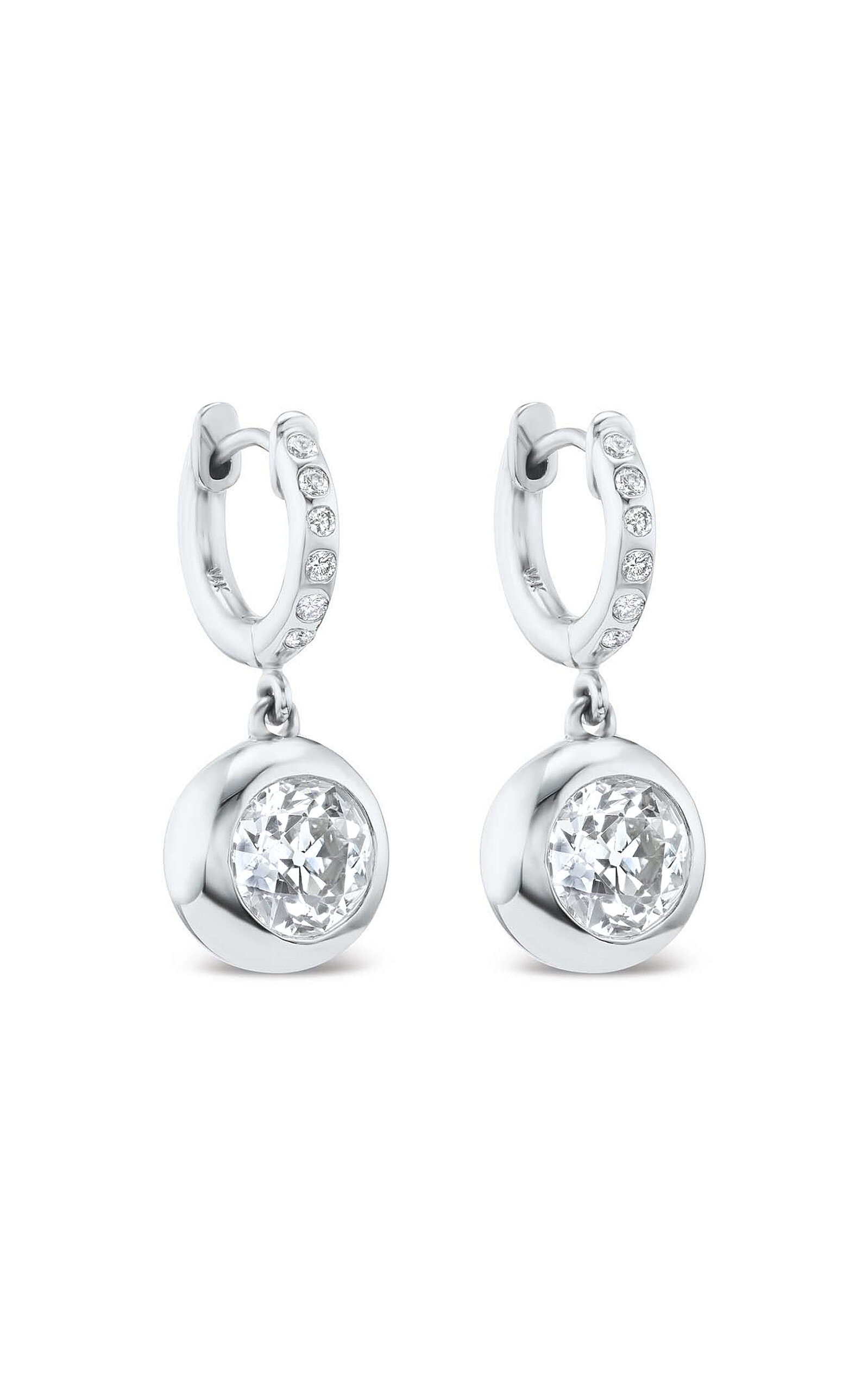 Marlo Laz Gemma Dangles 14-karat White Gold Diamond Hoop Earrings In White