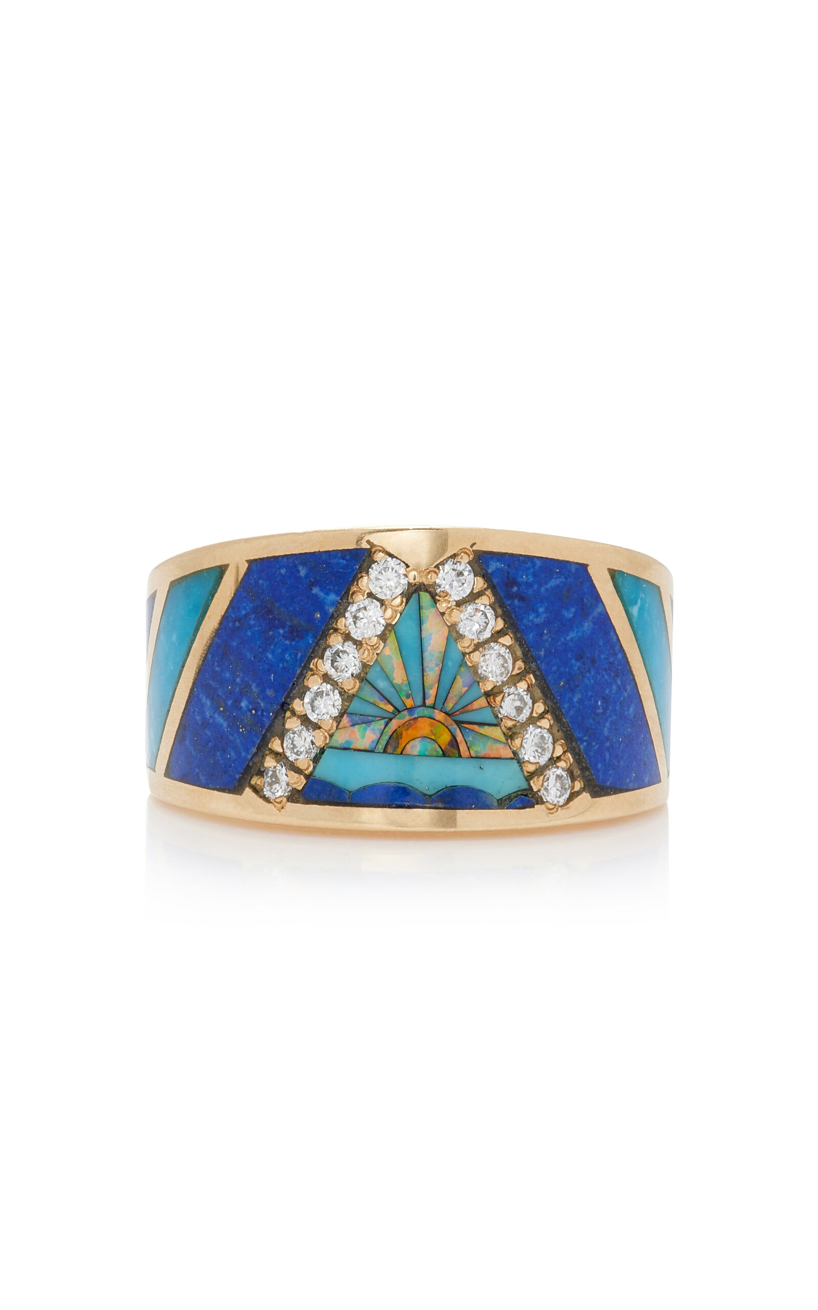Shop Jacquie Aiche Sunshine 14k Yellow Gold Lapis; Turquoise Ring In Blue