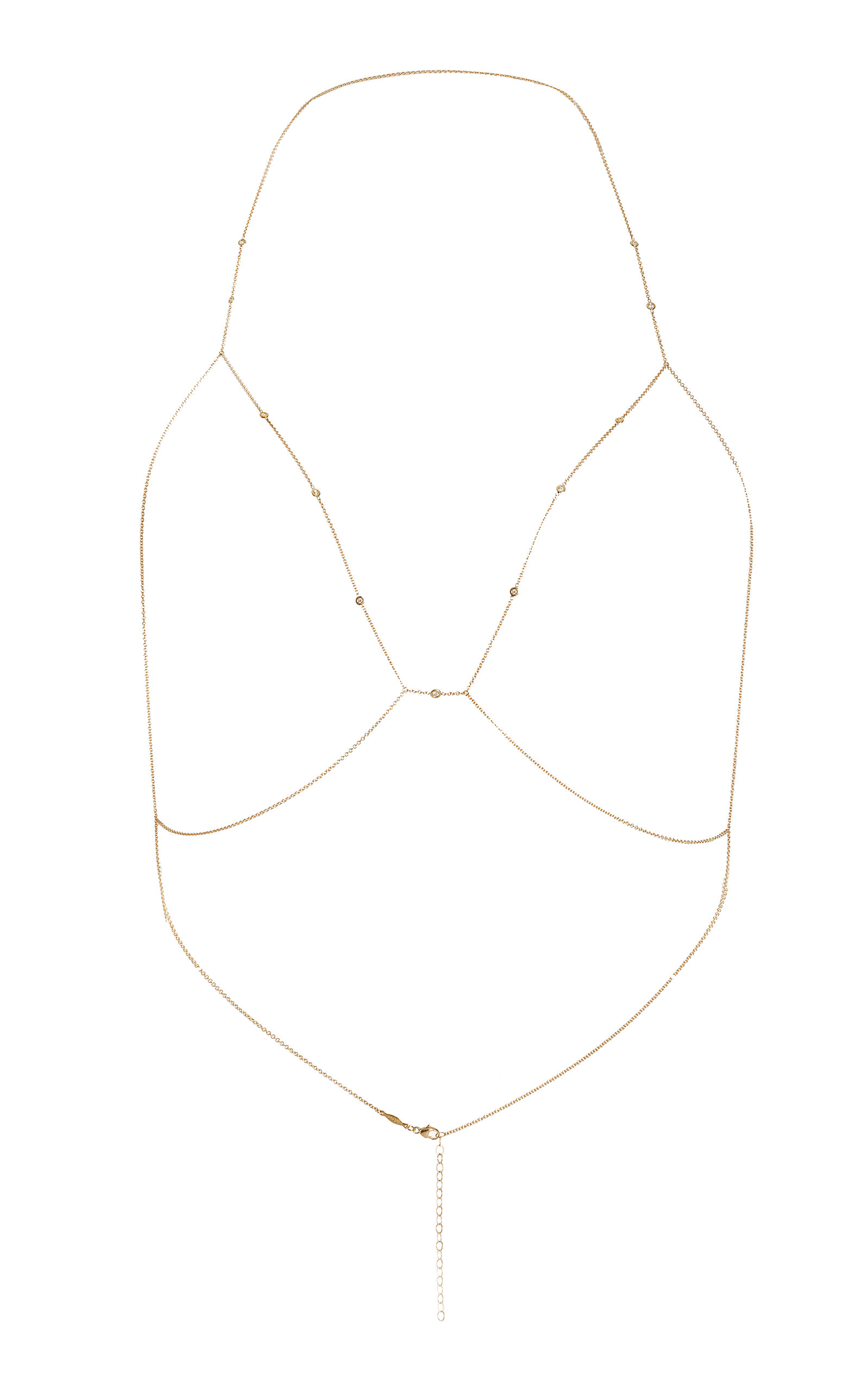 14K Yellow Gold Diamond Bra Necklace