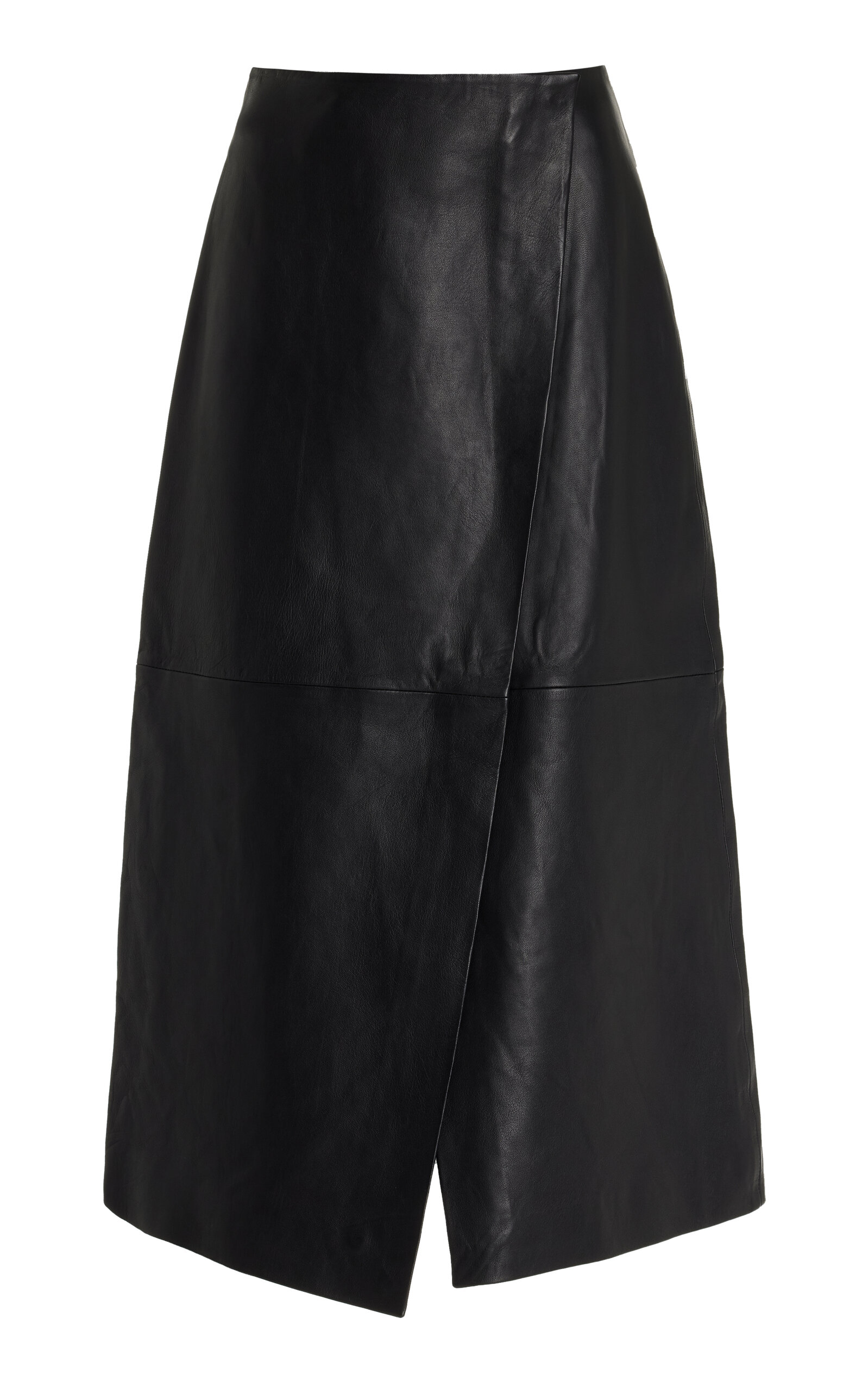 The Frankie Shop Hedi Leather Midi Wrap Skirt - Black - XS