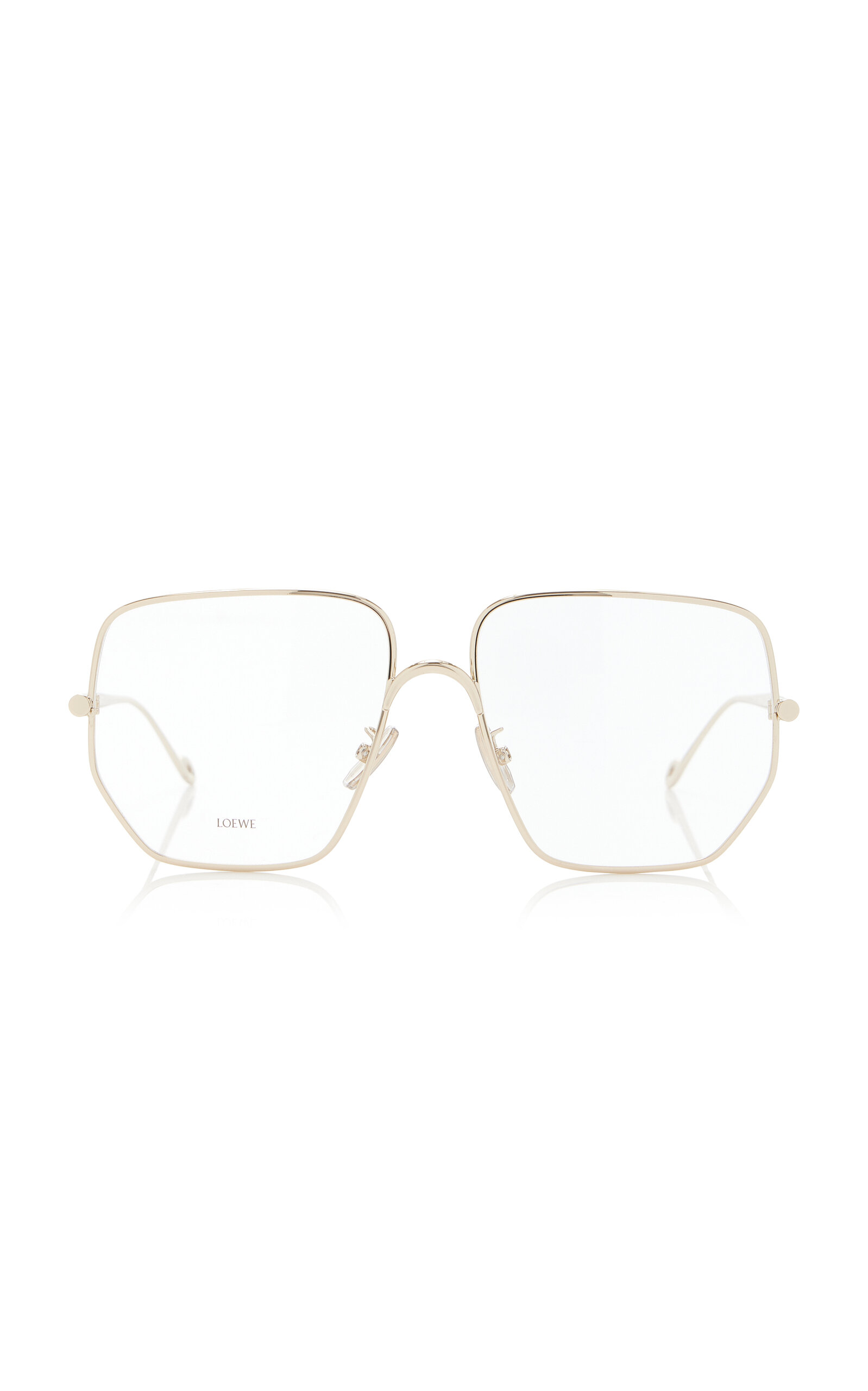 LOEWE CURVED SQUARE-FRAME GOLD-TONE GLASSES