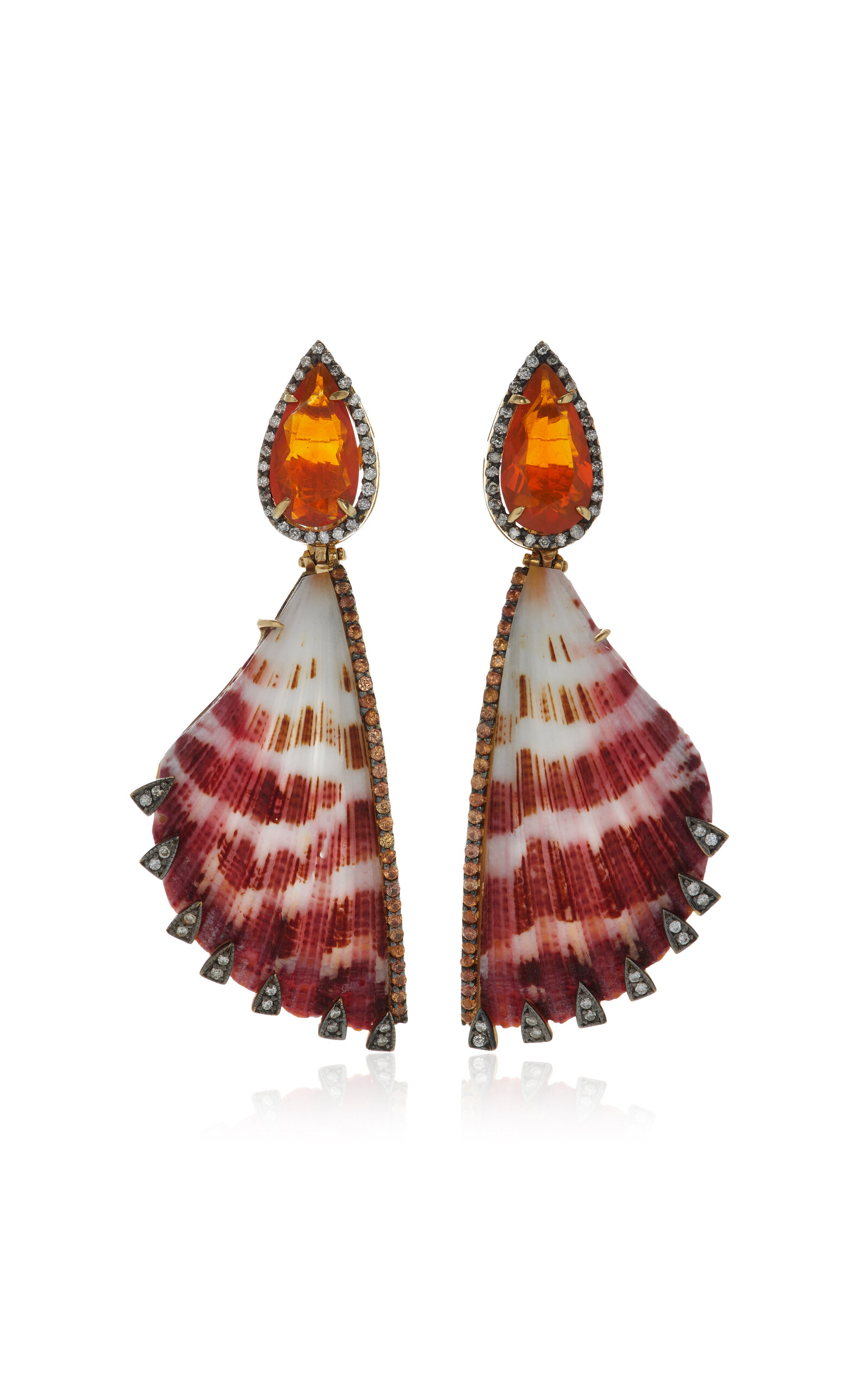 SILVIA FURMANOVICH 18K YELLOW GOLD MULTI-STONE SHELL EARRINGS