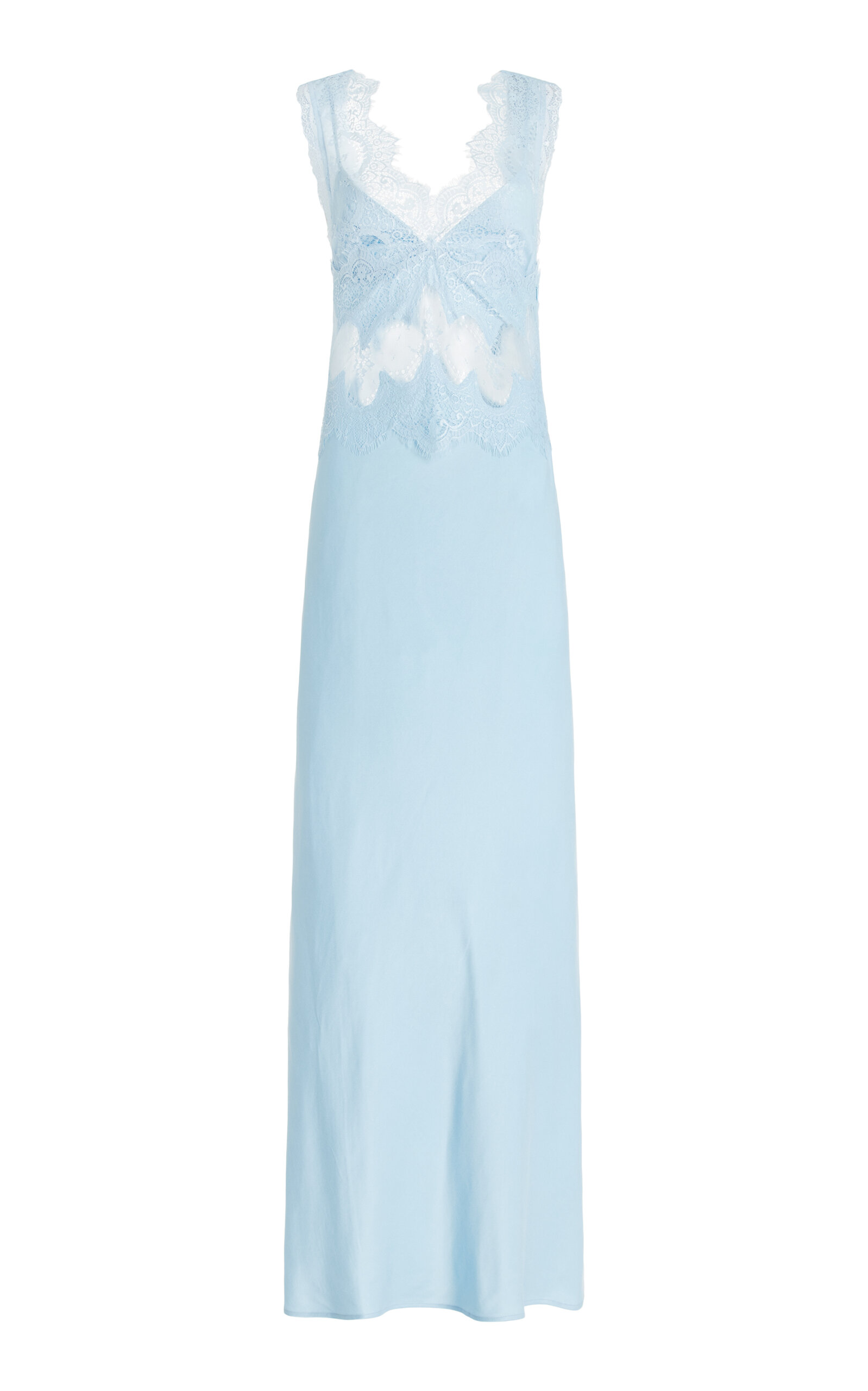 Third Form Exclusive Visions Lace-Trimmed Satin Maxi Dress - Blue