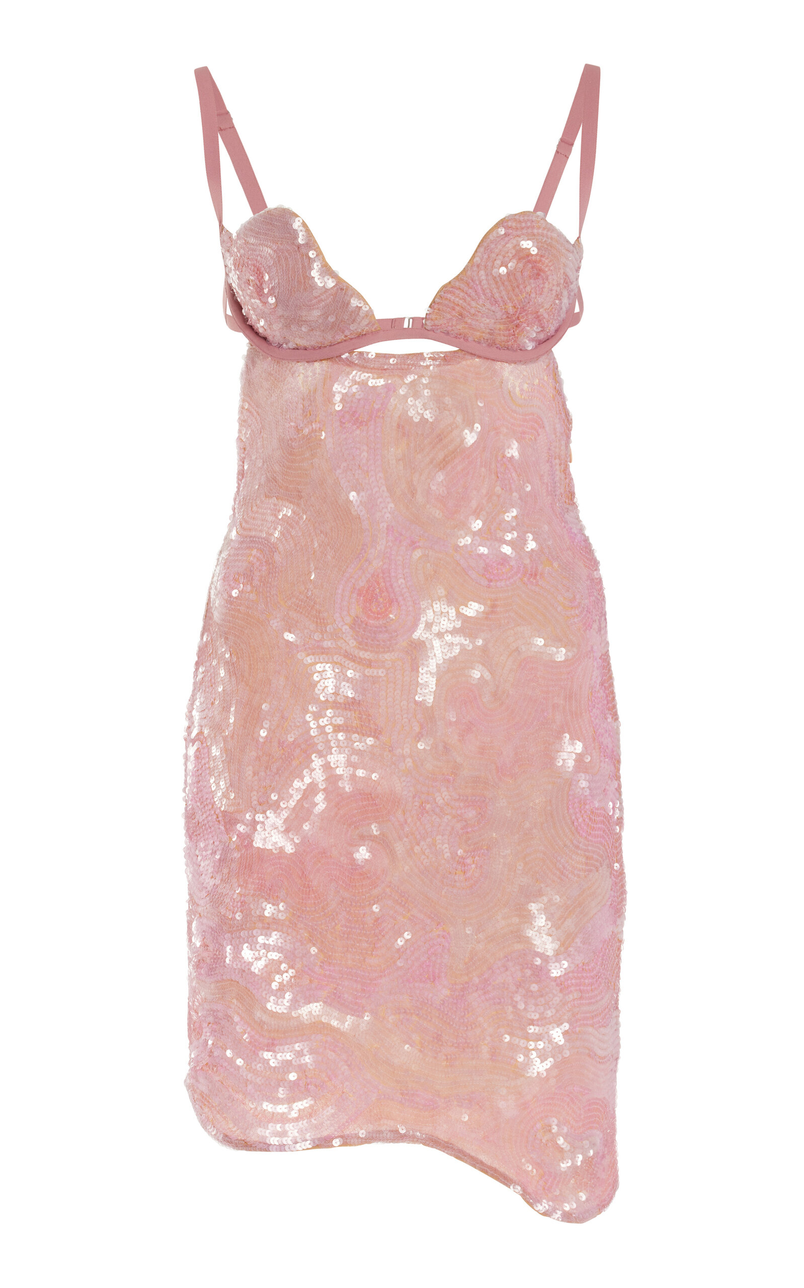 Shop Nensi Dojaka Heartbeat Hand-embroidered Mini Dress In Pink