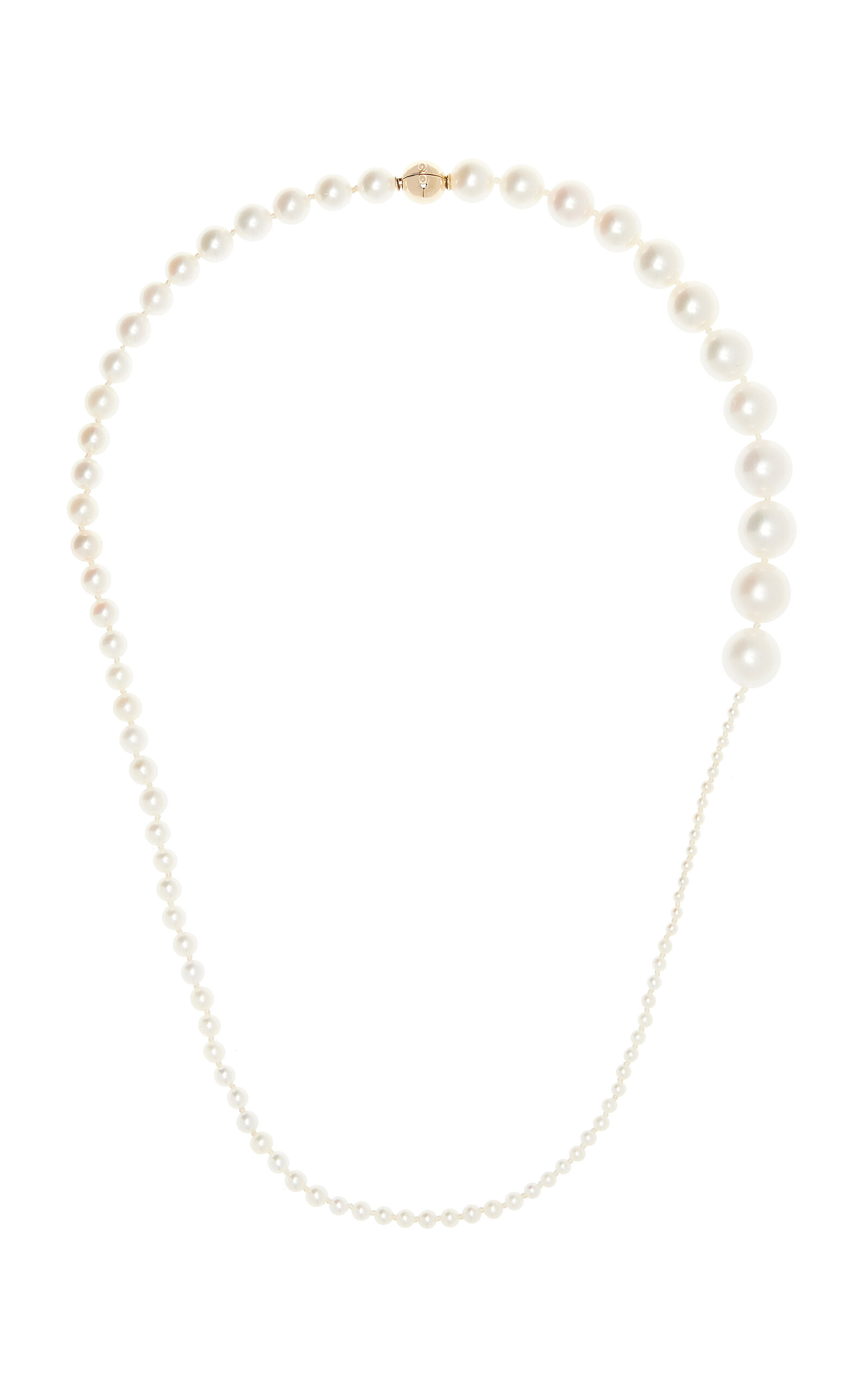 Shop Sophie Bille Brahe Peggy 14k Yellow Gold Pearl Necklace In White
