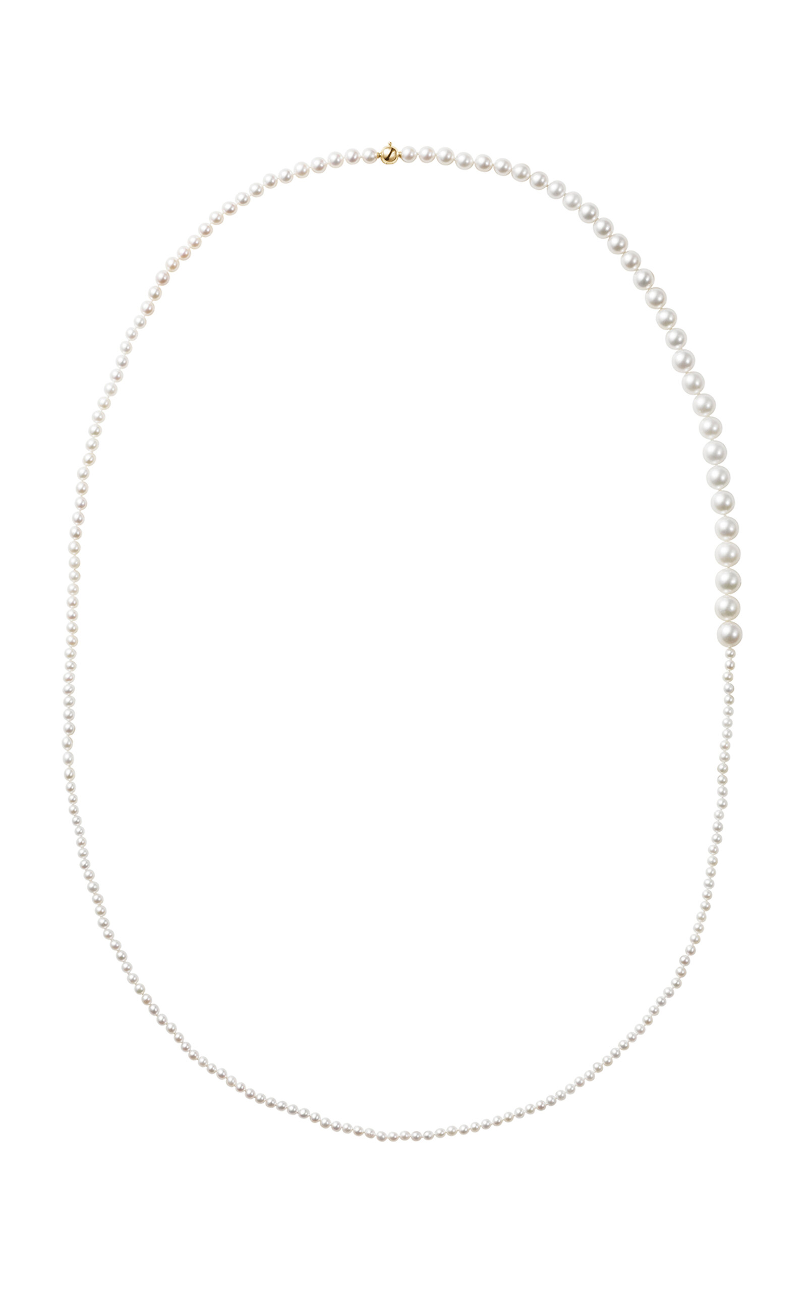 Shop Sophie Bille Brahe Grand Peggy 14k Yellow Gold Pearl Necklace In White