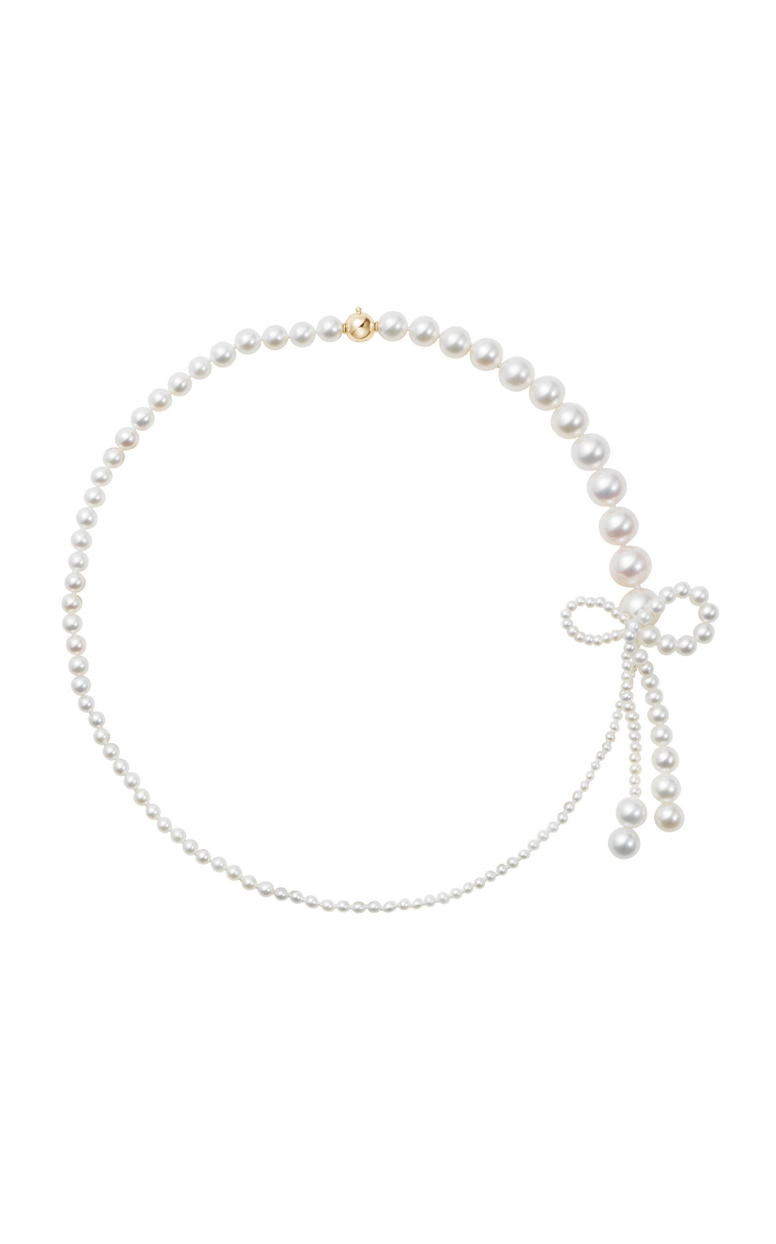 Shop Sophie Bille Brahe Peggy Rosette 14k Yellow Gold Pearl Necklace In White