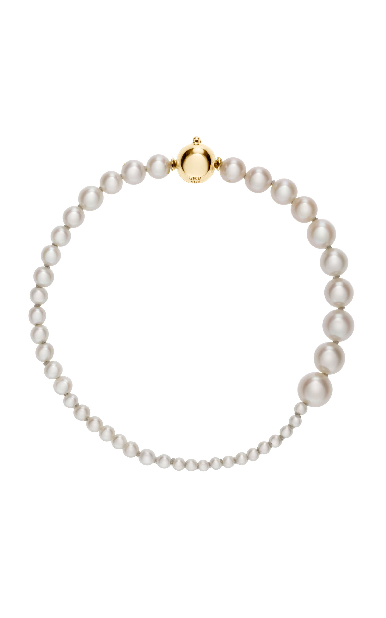 Shop Sophie Bille Brahe Petite Peggy 14k Yellow Gold Pearl Bracelet In White