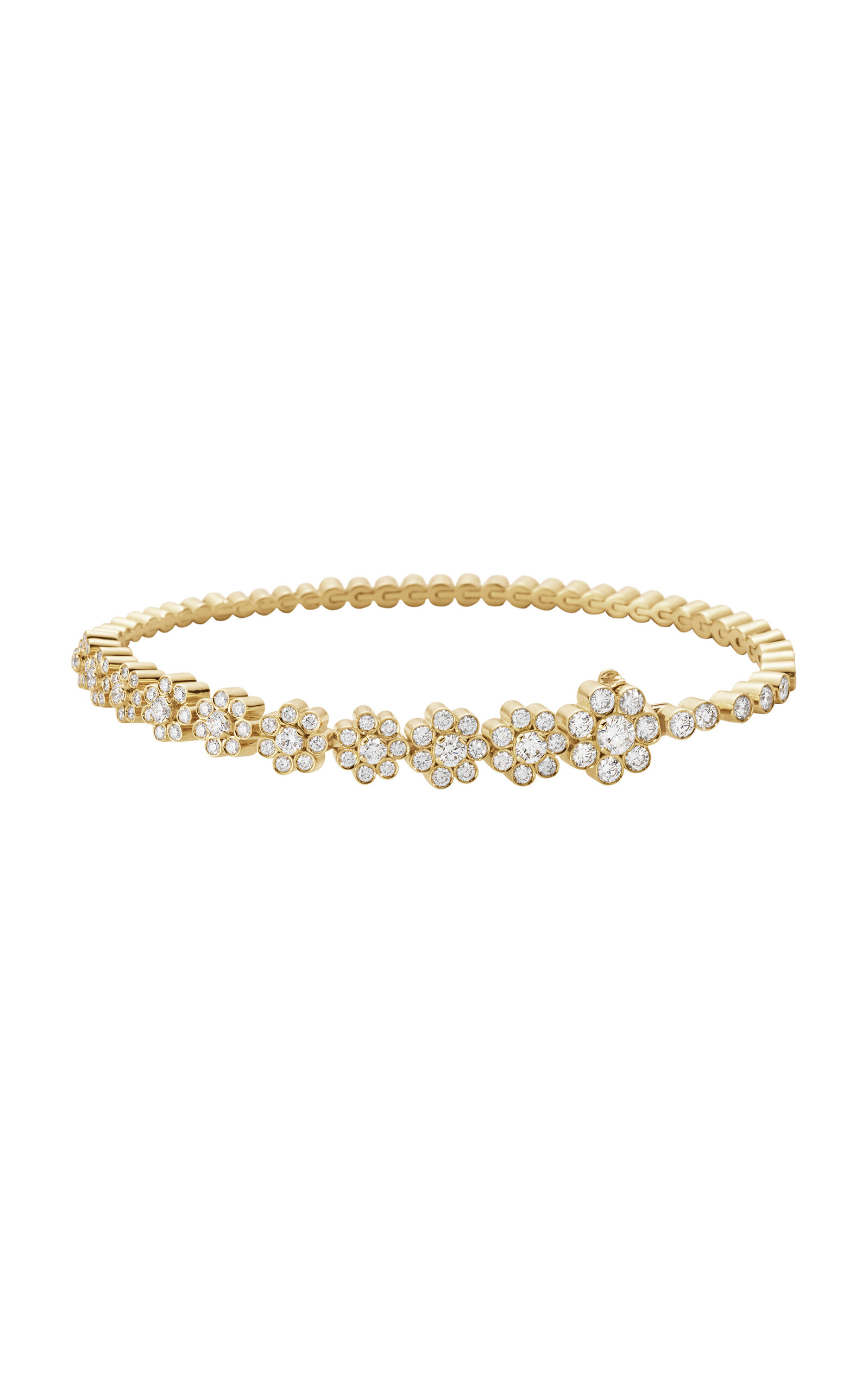 Shop Sophie Bille Brahe Fleur De Tennis 18k Yellow Gold Diamond Bracelet