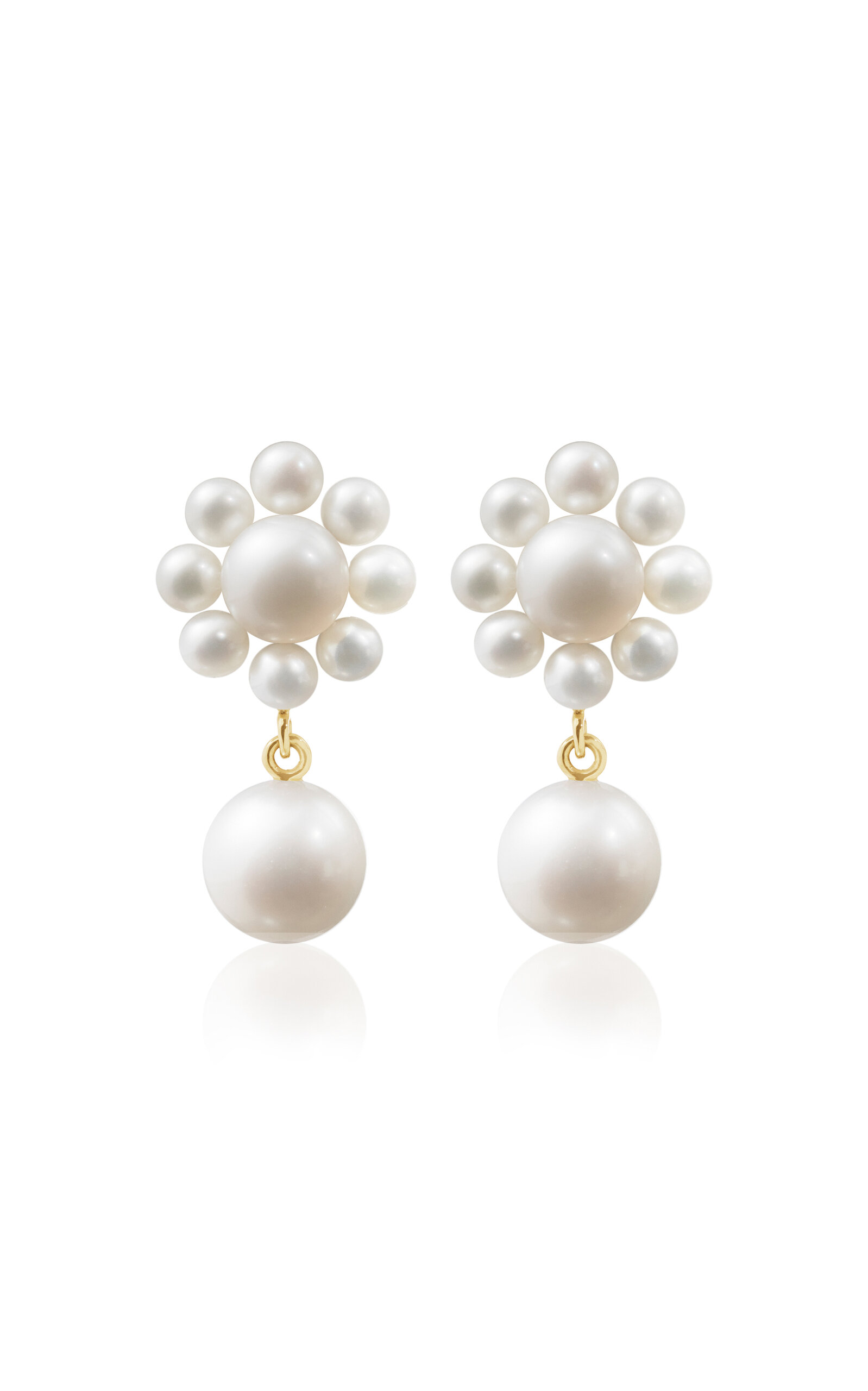 Shop Sophie Bille Brahe Margherita Perle 14k Yellow Gold Pearl Earrings In White