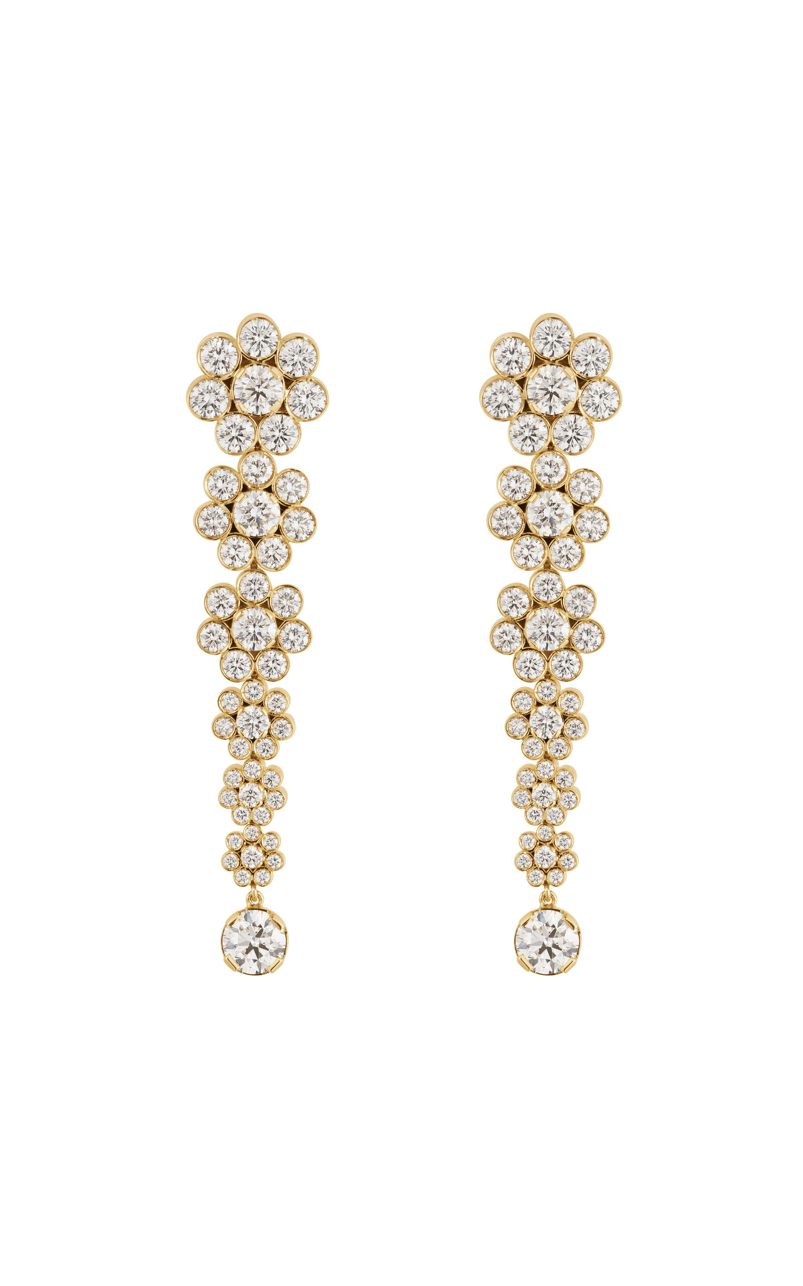 Shop Sophie Bille Brahe Fontaine De Fleur 18k Yellow Gold Diamond Earrings