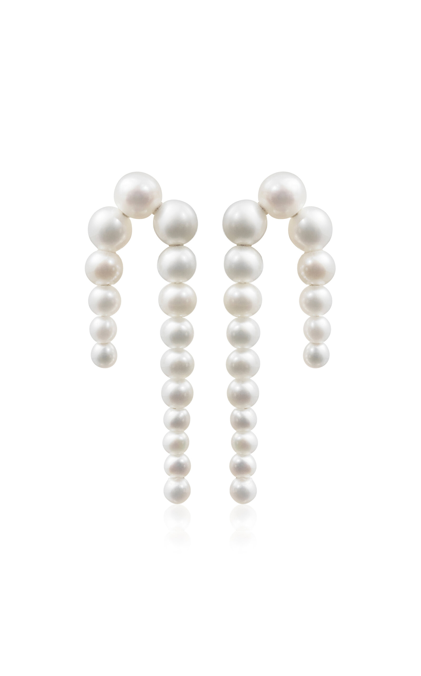 Shop Sophie Bille Brahe Petite Perle Nuit 14k Yellow Gold Pearl Earrings In White