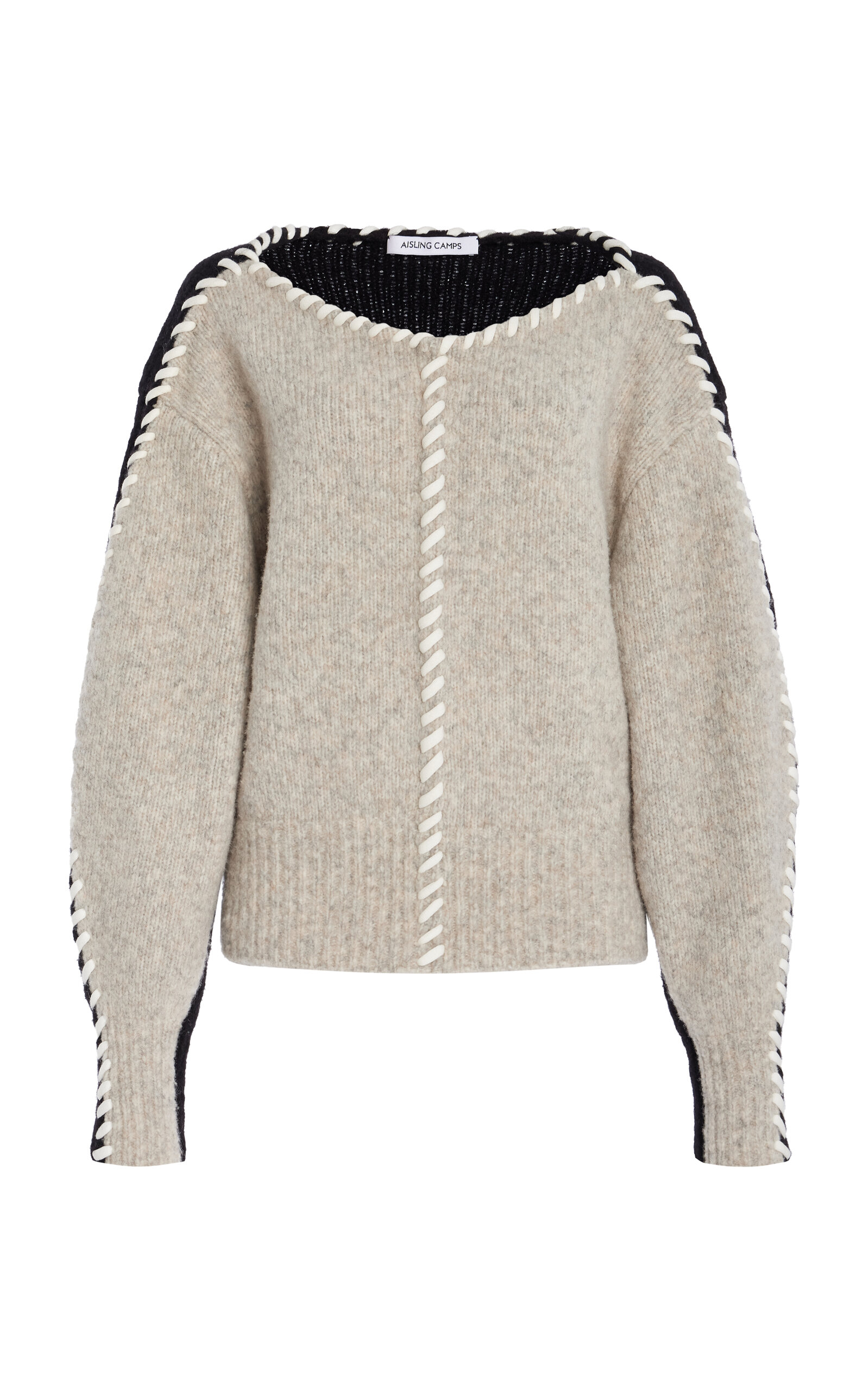 Aisling Camps Whip-Stitched Wool-Blend Knit Sweater - Grey