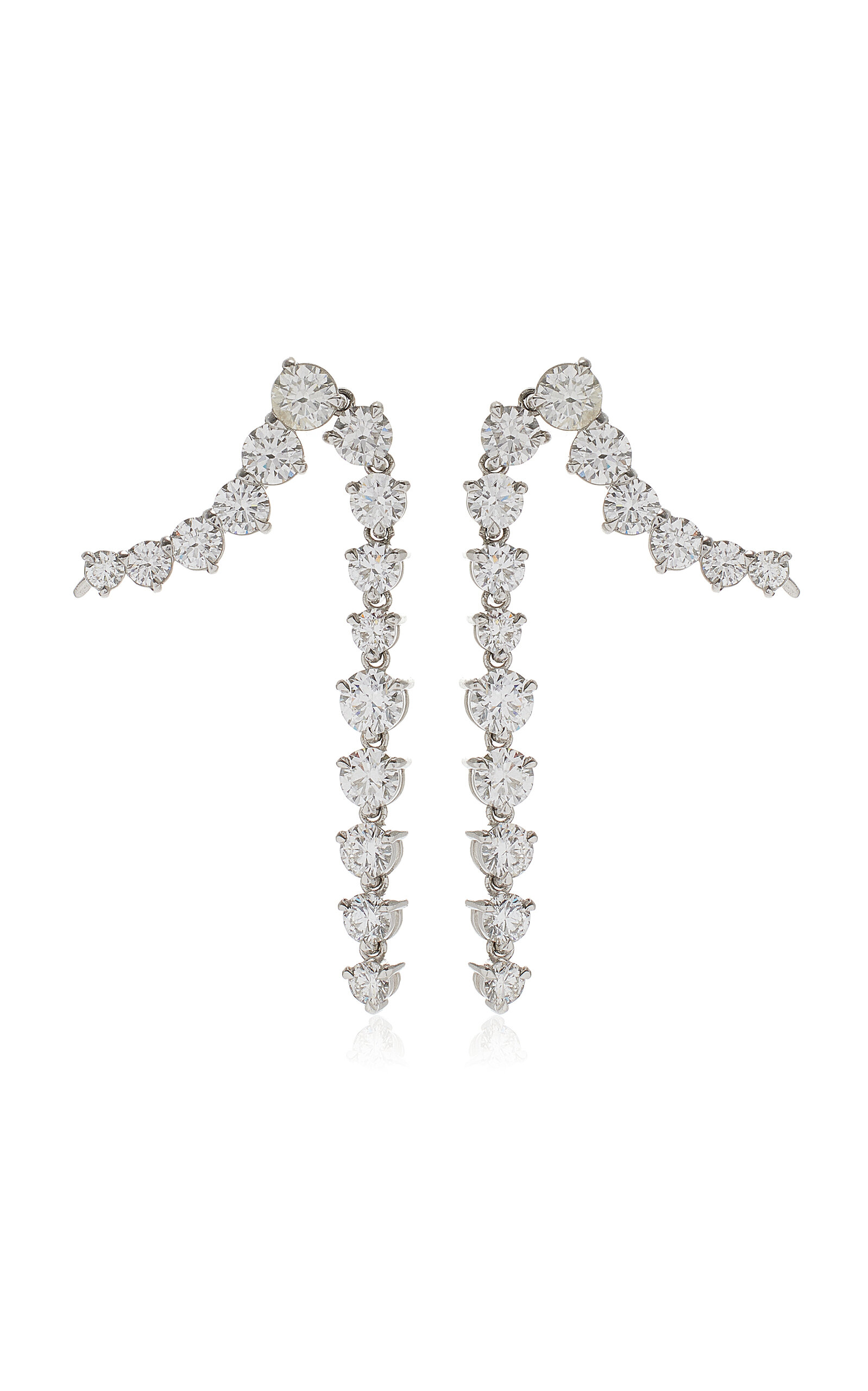 14K White Gold Diamond Climber Earrings
