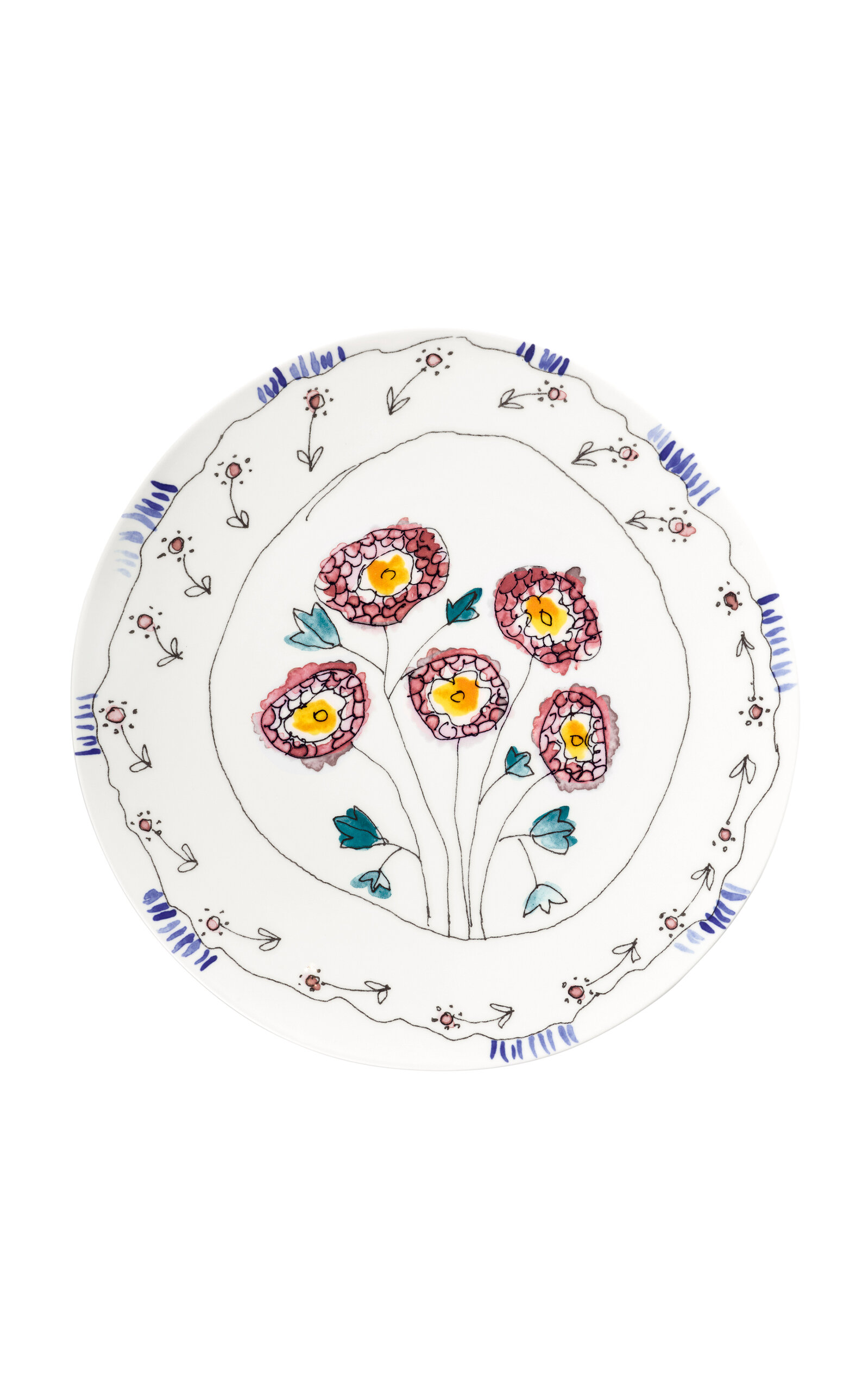Marni For Serax Serax Marni Midnight Flowers Serving Plate S D31cm Anemone Milk In White