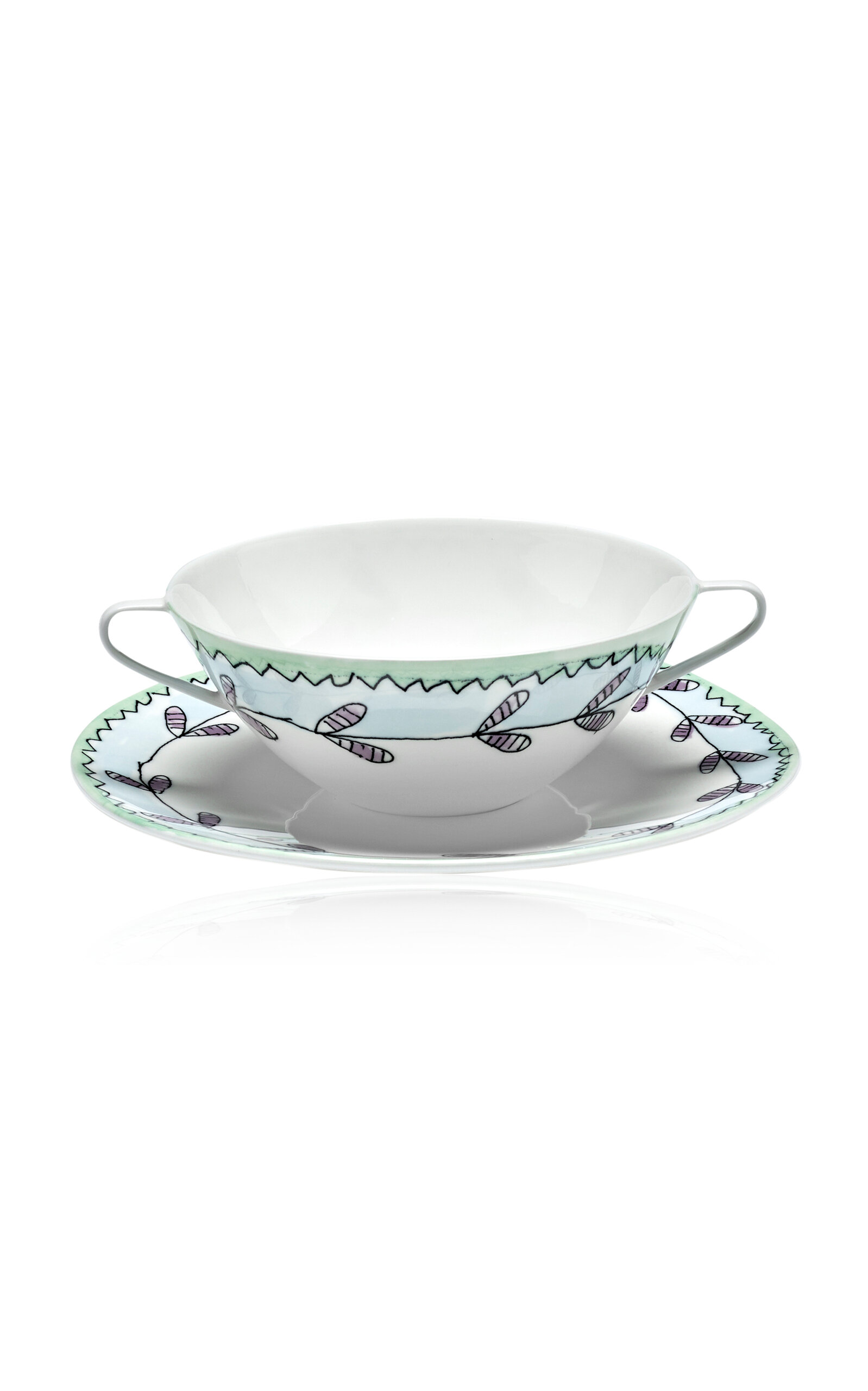 Marni For Serax Serax Marni Midnight Flowers Soup Bowl With Saucer D18cm Blossom Milk In White